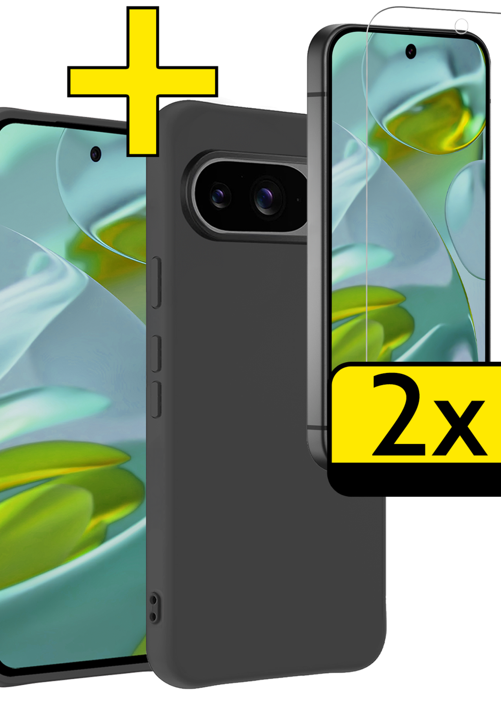 LUQ LUQ Google Pixel 10 Hoesje Siliconen Met 2x Screenprotector - Zwart