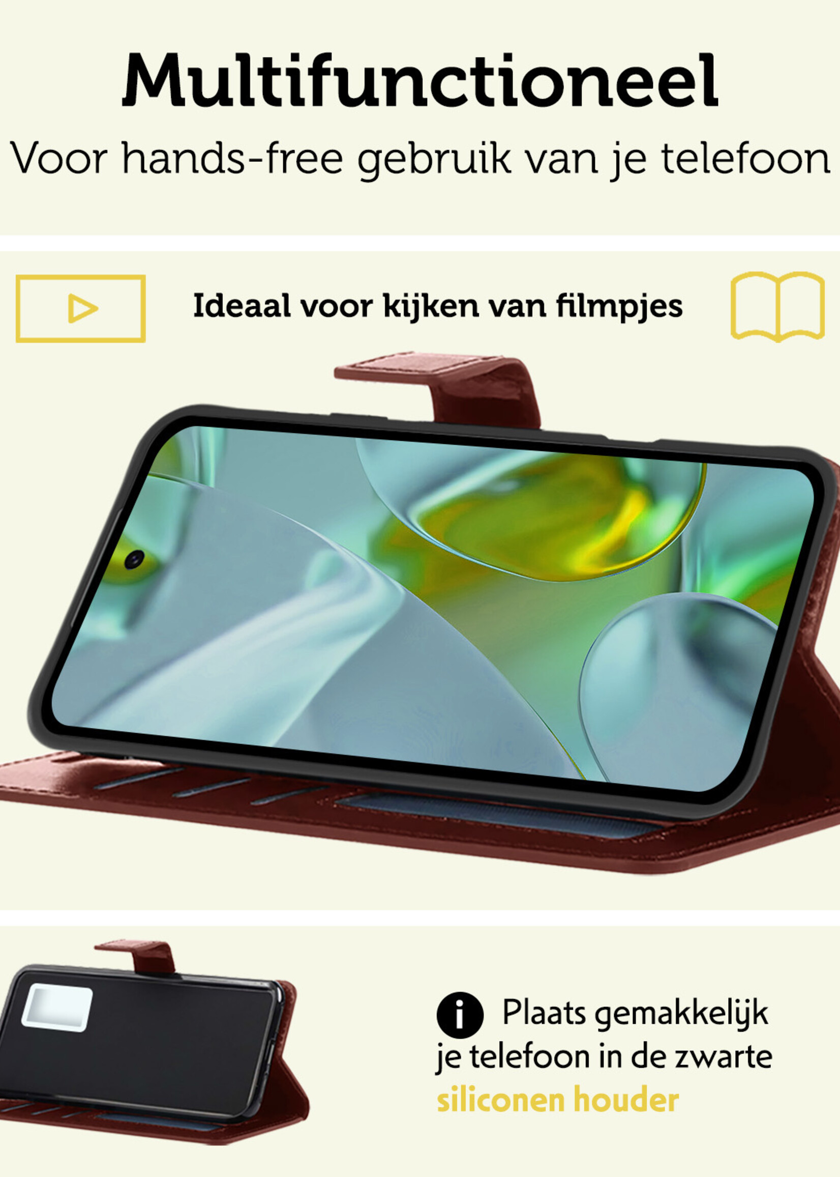 LUQ LUQ Google Pixel 10 Hoesje Bookcase Met Screenprotector - Bruin