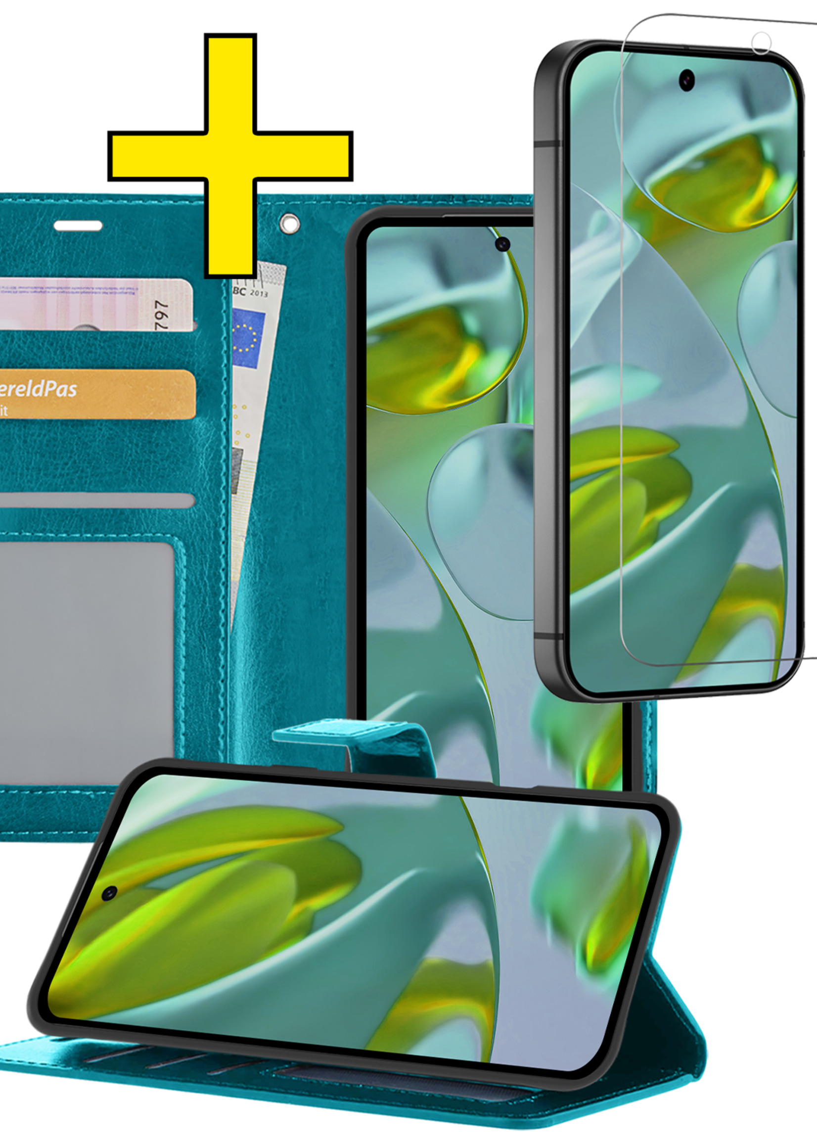 LUQ LUQ Google Pixel 10 Hoesje Bookcase Met Screenprotector - Turquoise