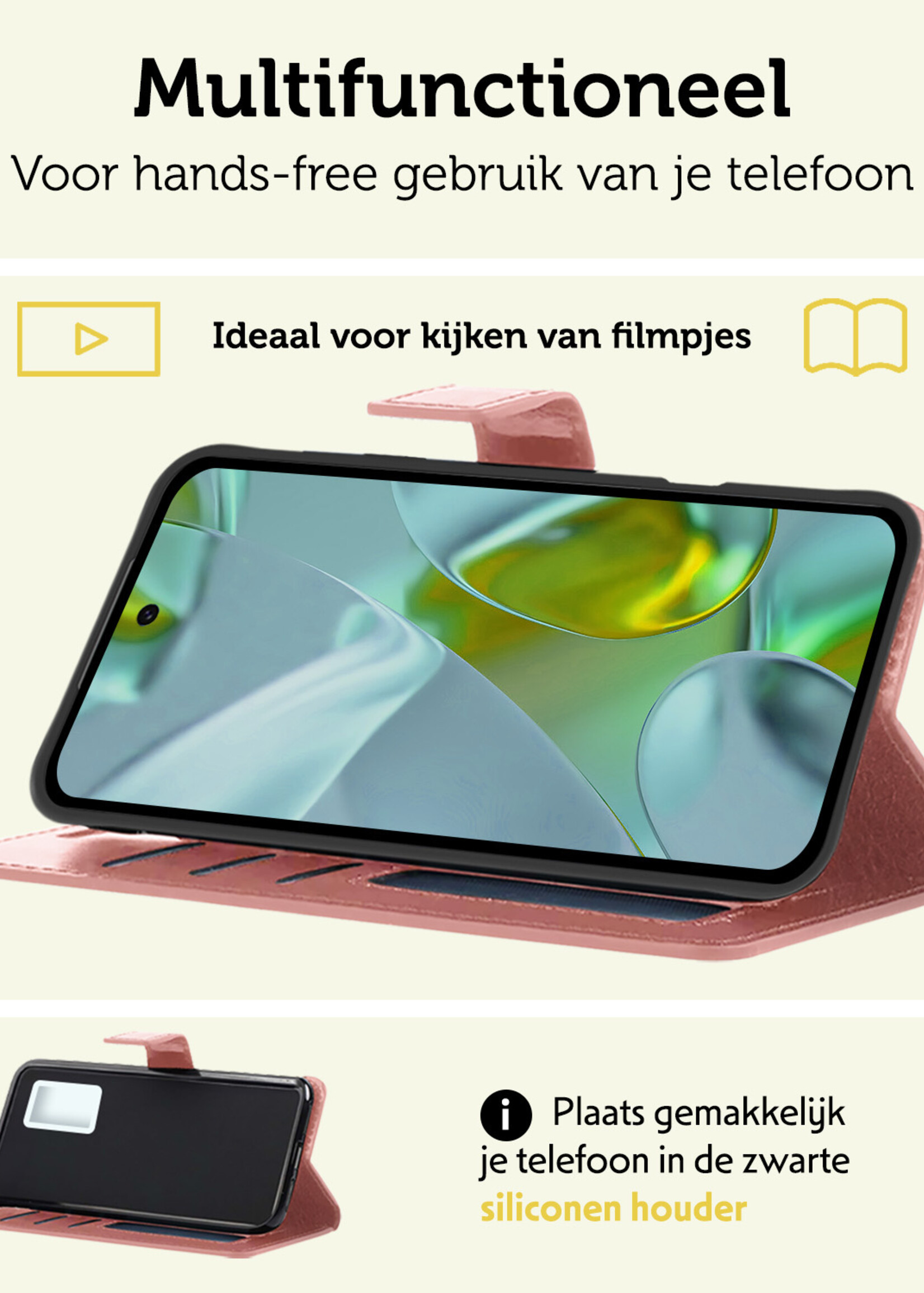 LUQ LUQ Google Pixel 10 Hoesje Bookcase Met 2x Screenprotector - Rose Goud