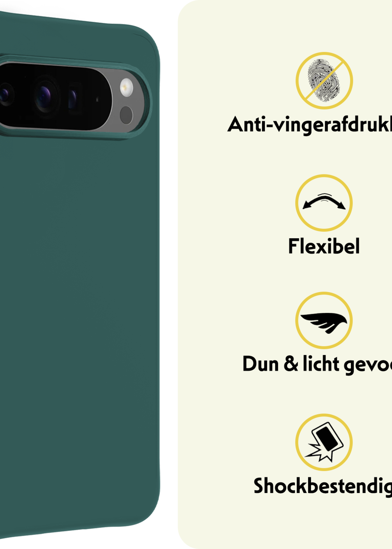 LUQ LUQ Google Pixel 10 Pro Hoesje Siliconen - Donkergroen - 2 PACK