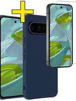 LUQ LUQ Google Pixel 10 Pro Hoesje Siliconen Met Screenprotector - Donkerblauw