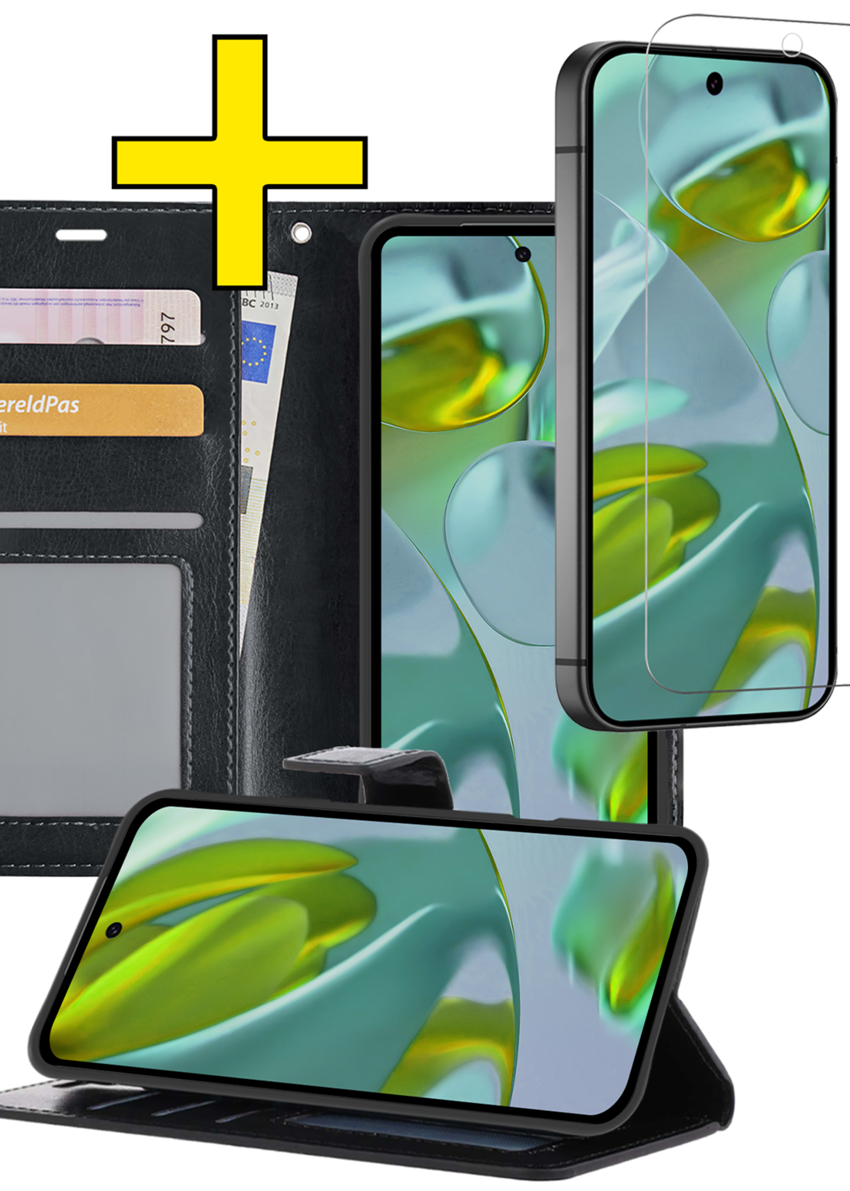 LUQ LUQ Google Pixel 10 Pro Hoesje Bookcase Met Screenprotector - Zwart