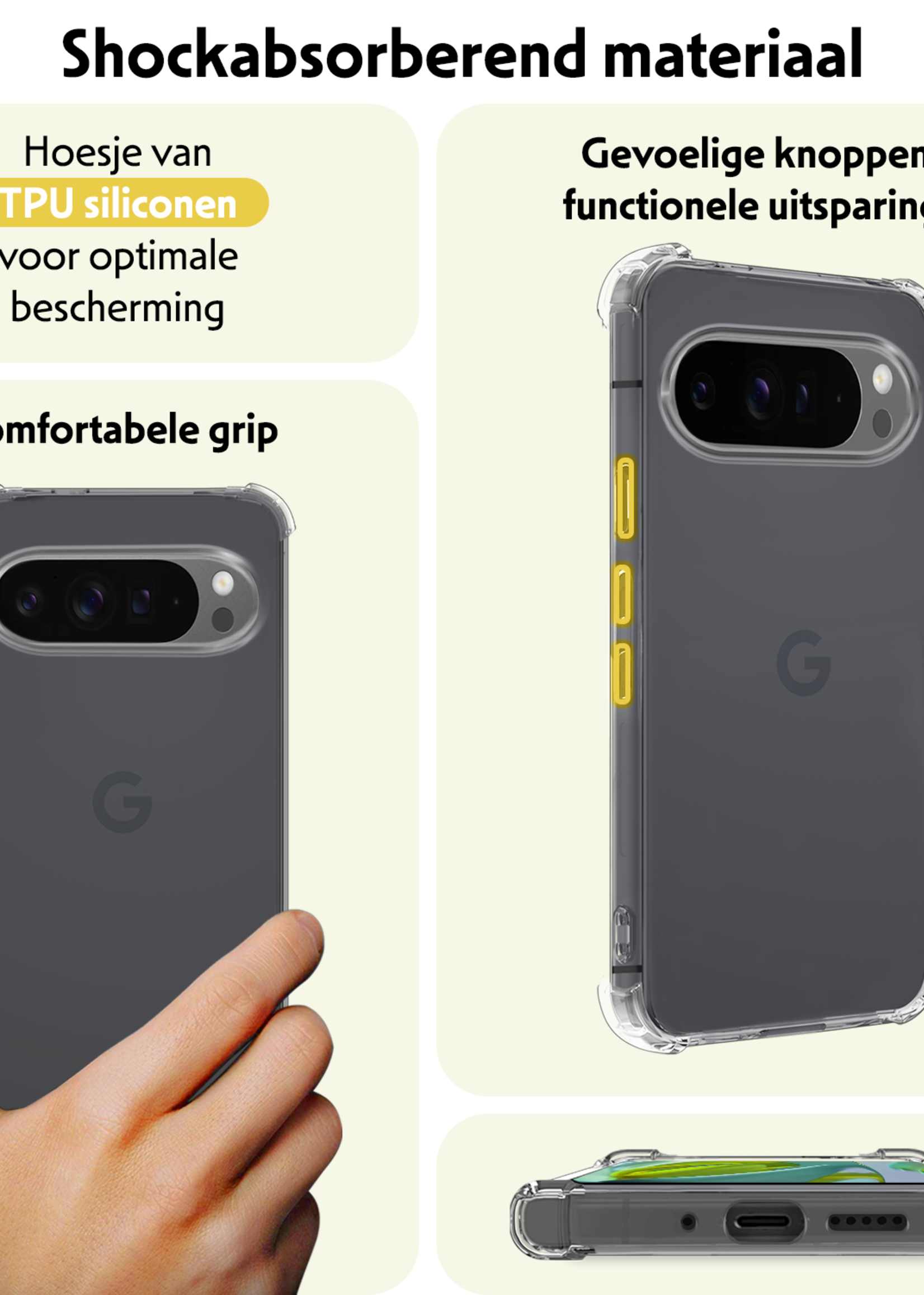 LUQ LUQ Google Pixel 10 Pro XL Hoesje Shockproof - Transparant - 2 PACK