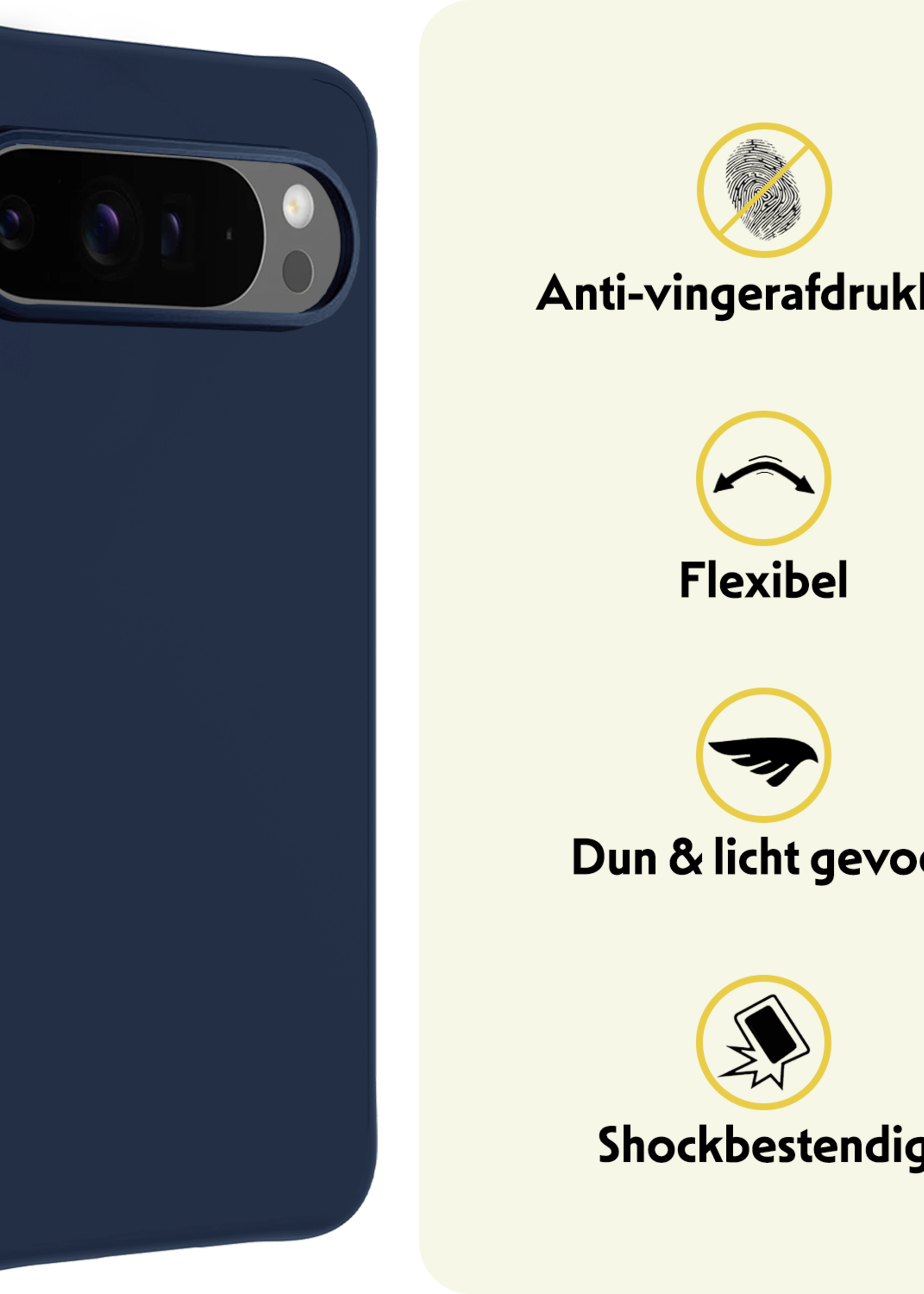LUQ LUQ Google Pixel 10 Pro XL Hoesje Siliconen Met Screenprotector - Donkerblauw