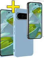 LUQ LUQ Google Pixel 10 Pro XL Hoesje Siliconen Met Screenprotector - Lichtblauw