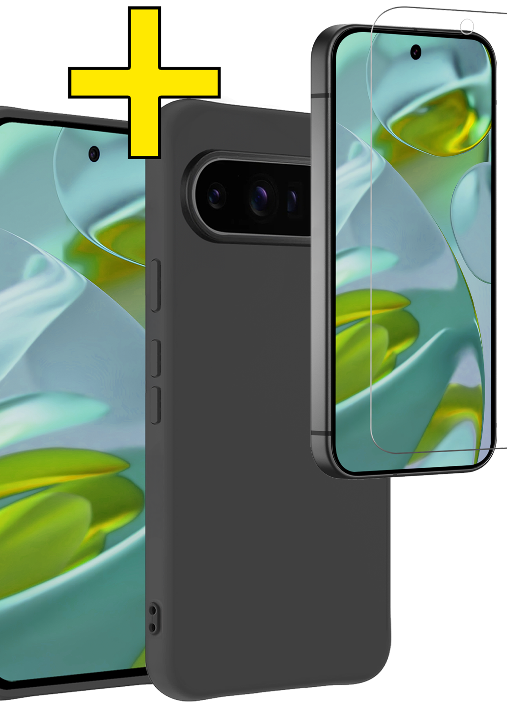 LUQ LUQ Google Pixel 10 Pro XL Hoesje Siliconen Met Screenprotector - Zwart