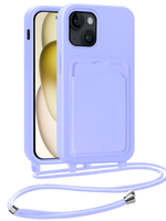 LUQ LUQ iPhone 14 Pro Max Hoesje Pashouder met Koord - Lila