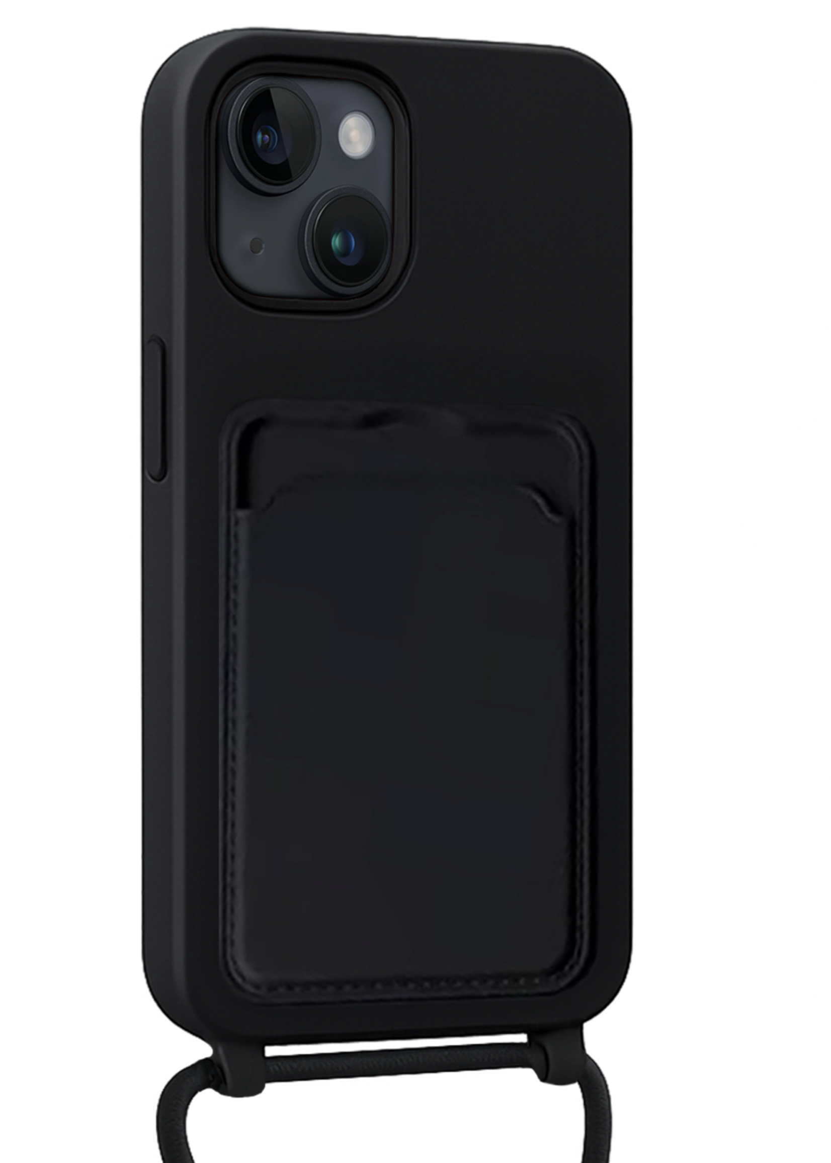 LUQ LUQ iPhone 14 Pro Max Hoesje Pashouder met Koord - Zwart - 2 PACK