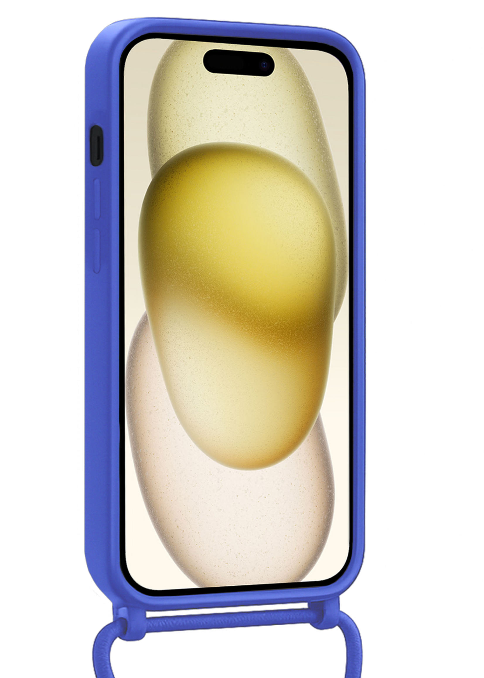 LUQ LUQ iPhone 14 Pro Max Hoesje Pashouder met Koord Met Screenprotector - Fel Blauw