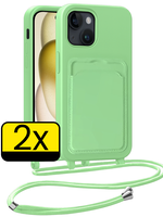 LUQ LUQ iPhone 14 Pro Max Hoesje Pashouder met Koord - Groen - 2 PACK