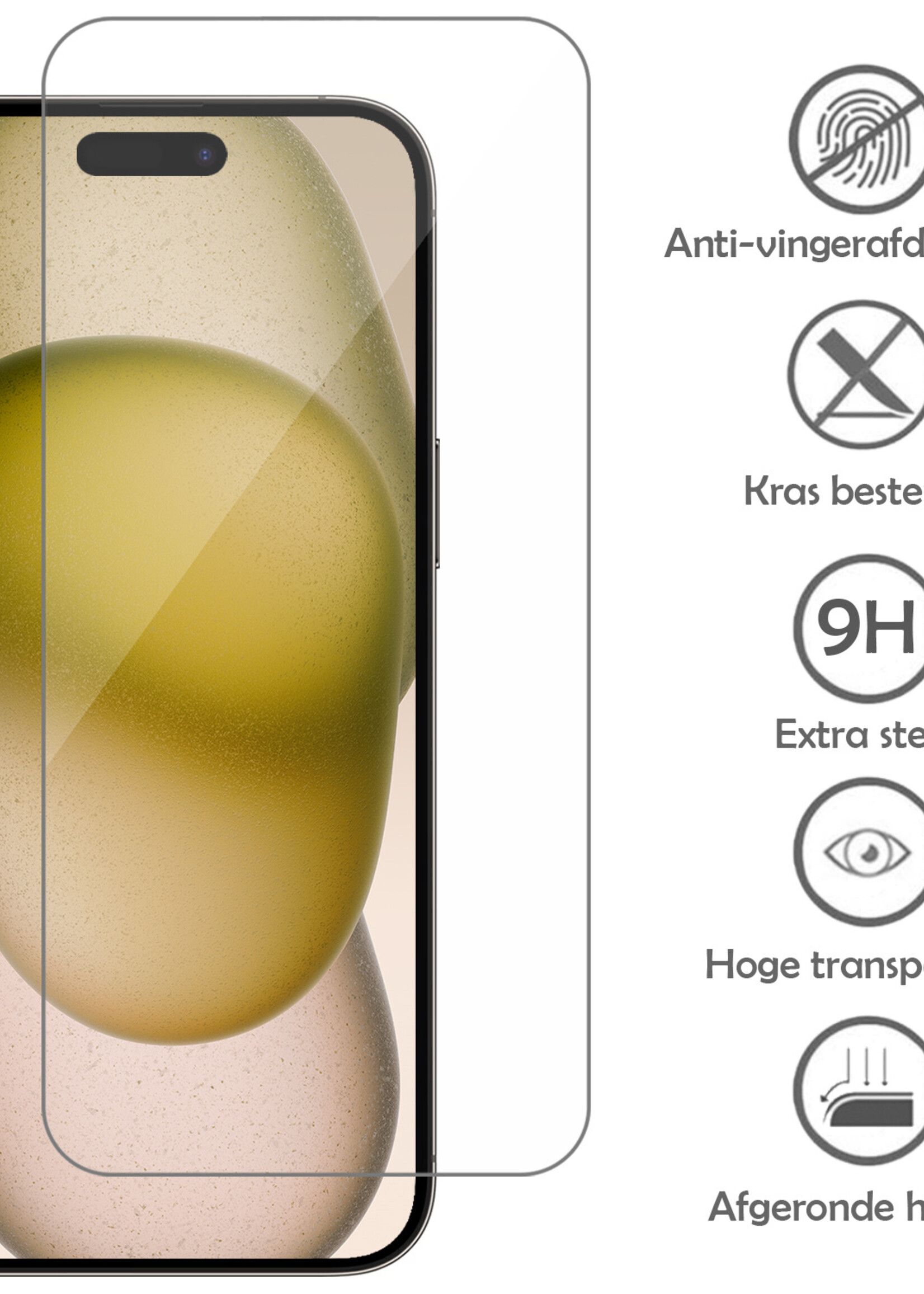 LUQ LUQ iPhone 14 Pro Hoesje Pashouder met Koord Met Screenprotector - Geel