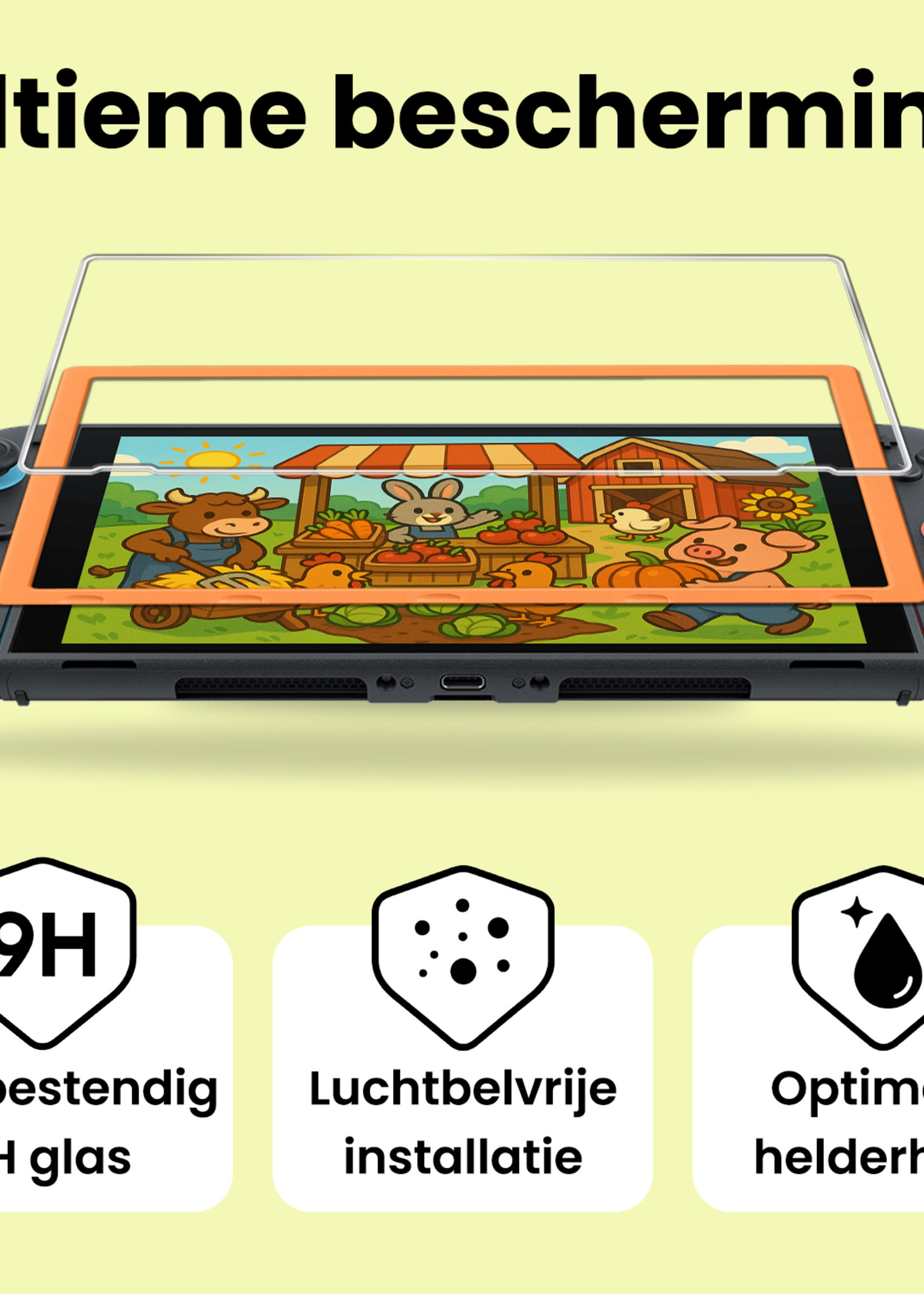 LUQ LUQ Nintendo Switch 2 Screenprotector Met Installatieframe