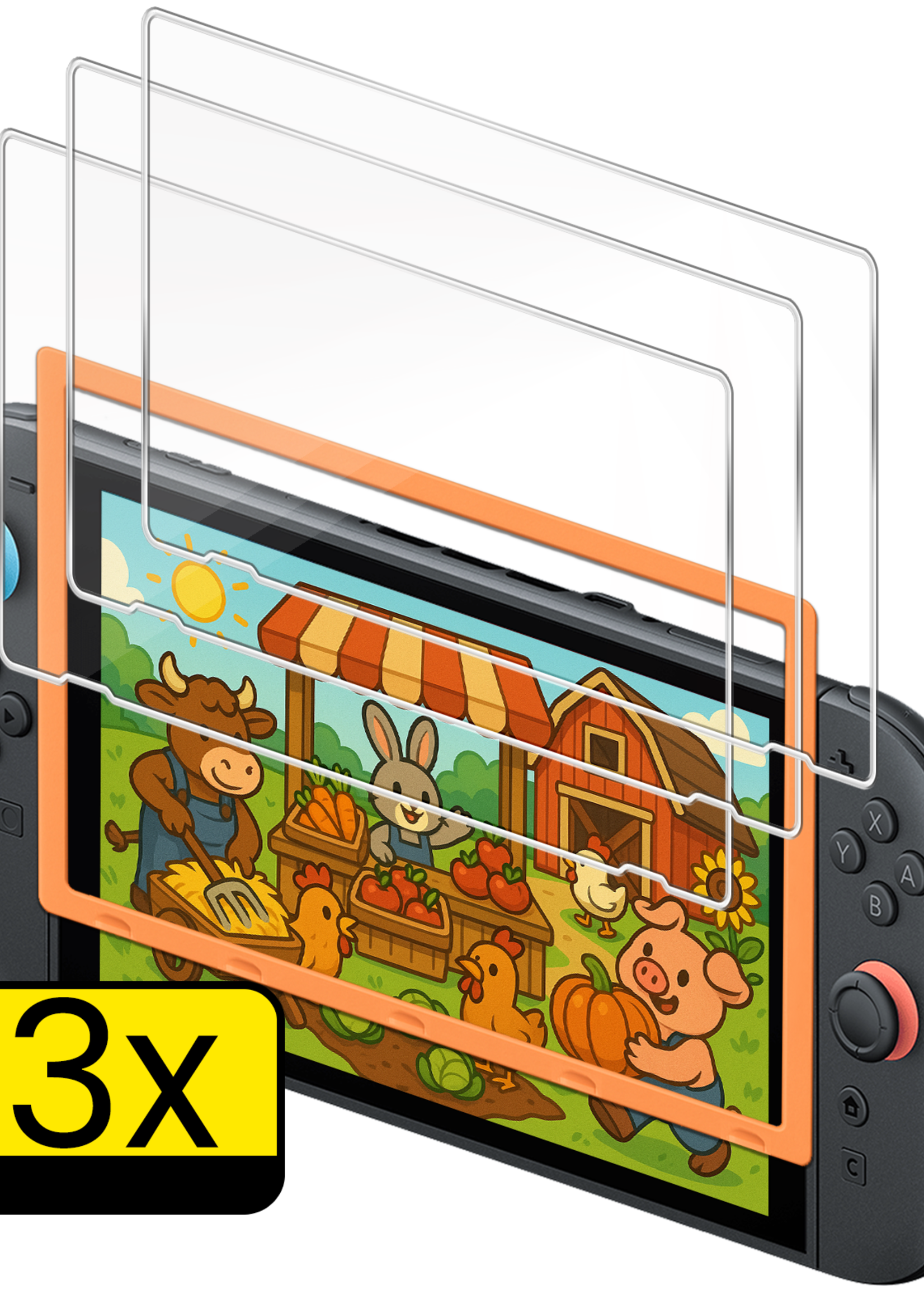 LUQ LUQ Nintendo Switch 2 Screenprotector Met Installatieframe - 3 PACK