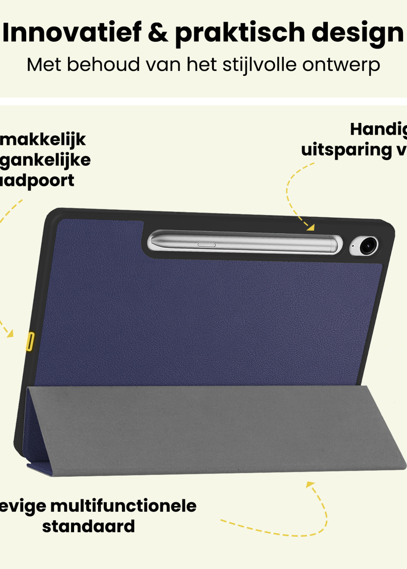 LUQ LUQ Samsung Galaxy Tab S10 Lite Hoesje Met Uitsparing S Pen - Donkerblauw