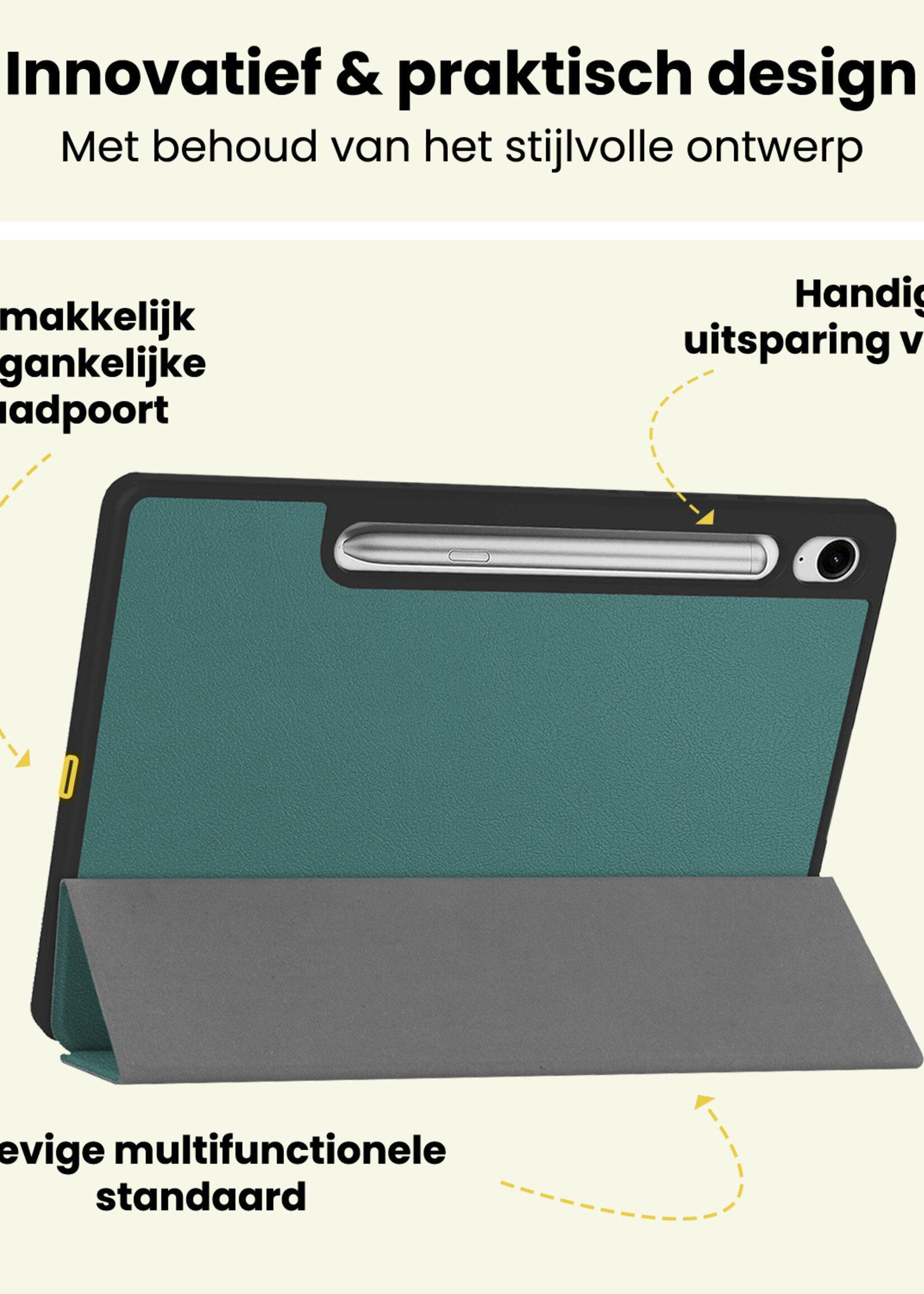 LUQ LUQ Samsung Galaxy Tab S10 Lite Hoesje Met Uitsparing S Pen Met Screenprotector - Donkergroen