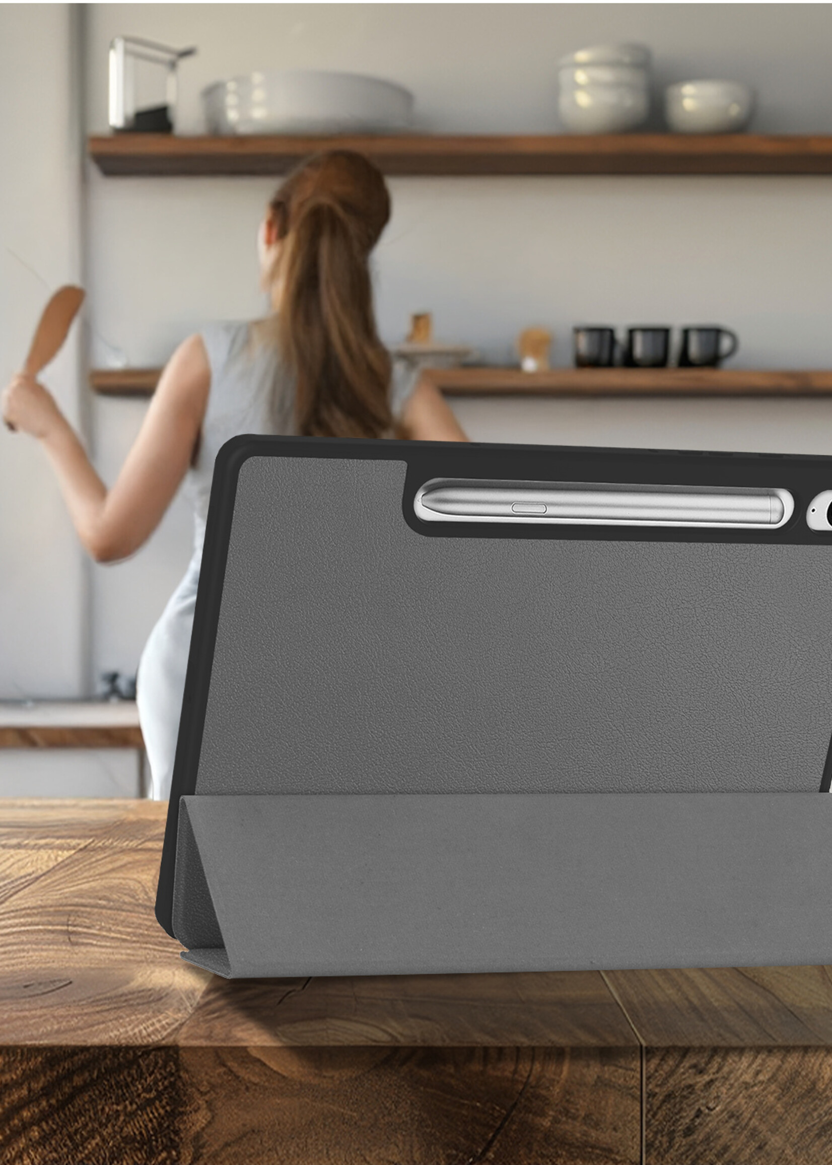 LUQ LUQ Samsung Galaxy Tab S10 Lite Hoesje Met Uitsparing S Pen Met Screenprotector - Grijs