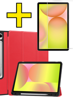LUQ LUQ Samsung Galaxy Tab S10 Lite Hoesje Met Uitsparing S Pen Met Screenprotector - Rood