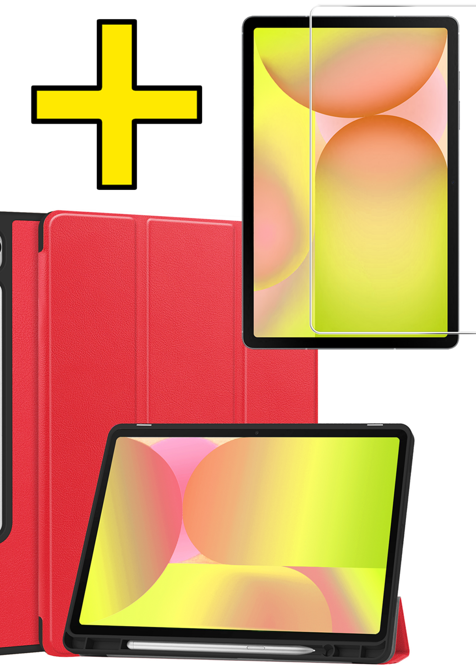 LUQ LUQ Samsung Galaxy Tab S10 Lite Hoesje Met Uitsparing S Pen Met Screenprotector - Rood