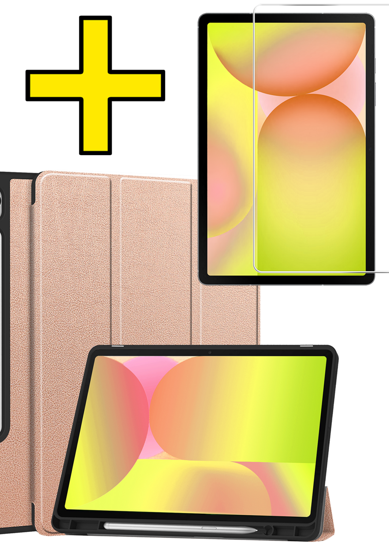 LUQ LUQ Samsung Galaxy Tab S10 Lite Hoesje Met Uitsparing S Pen Met Screenprotector - Rose Goud