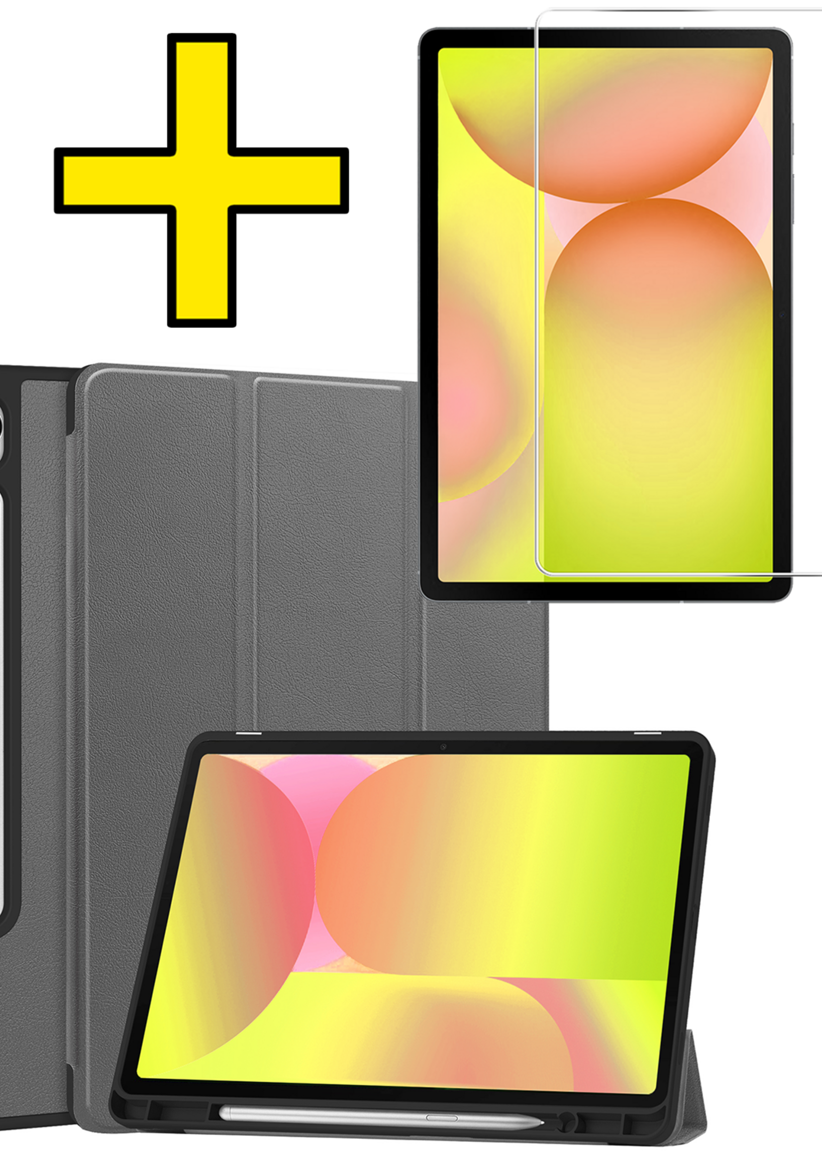 LUQ LUQ Samsung Galaxy Tab S10 Lite Hoesje Met Uitsparing S Pen Met Screenprotector - Grijs