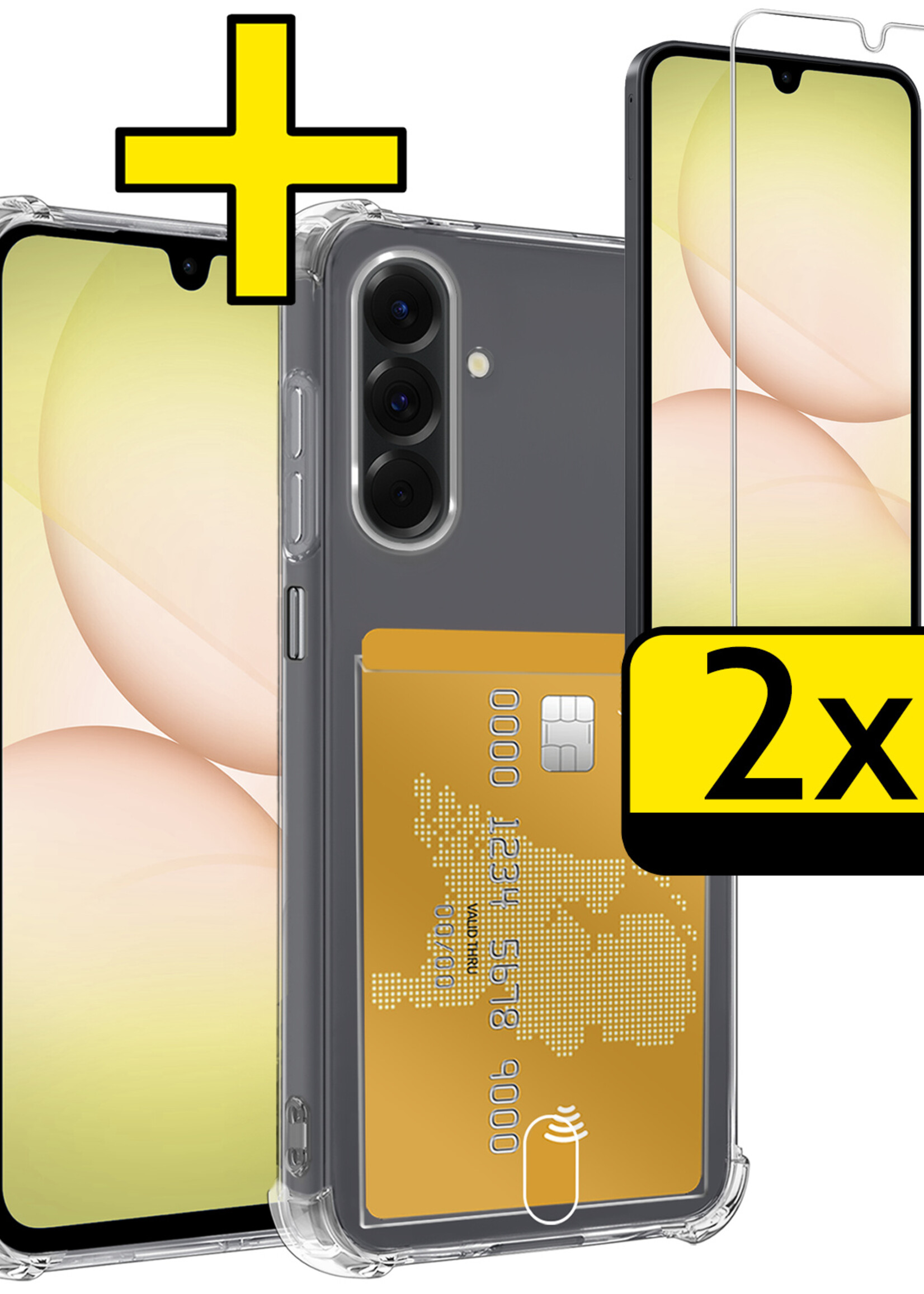 LUQ LUQ Samsung Galaxy A17 Hoesje Pashouder Met 2x Screenprotector