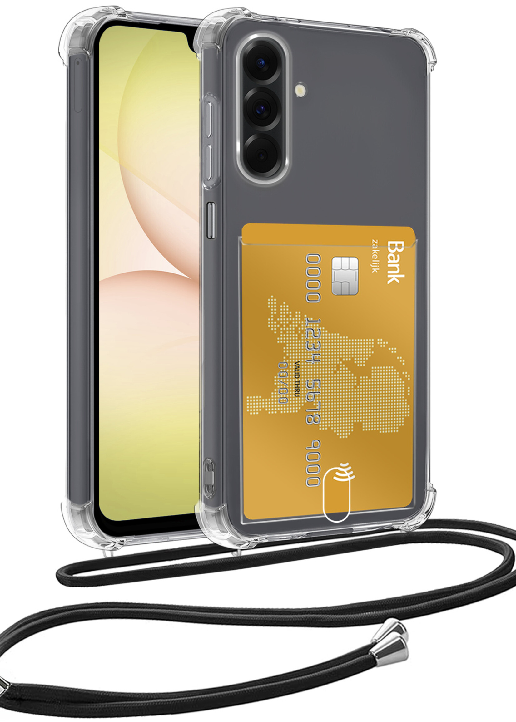 LUQ LUQ Samsung Galaxy A17 Hoesje Pashouder met Koord