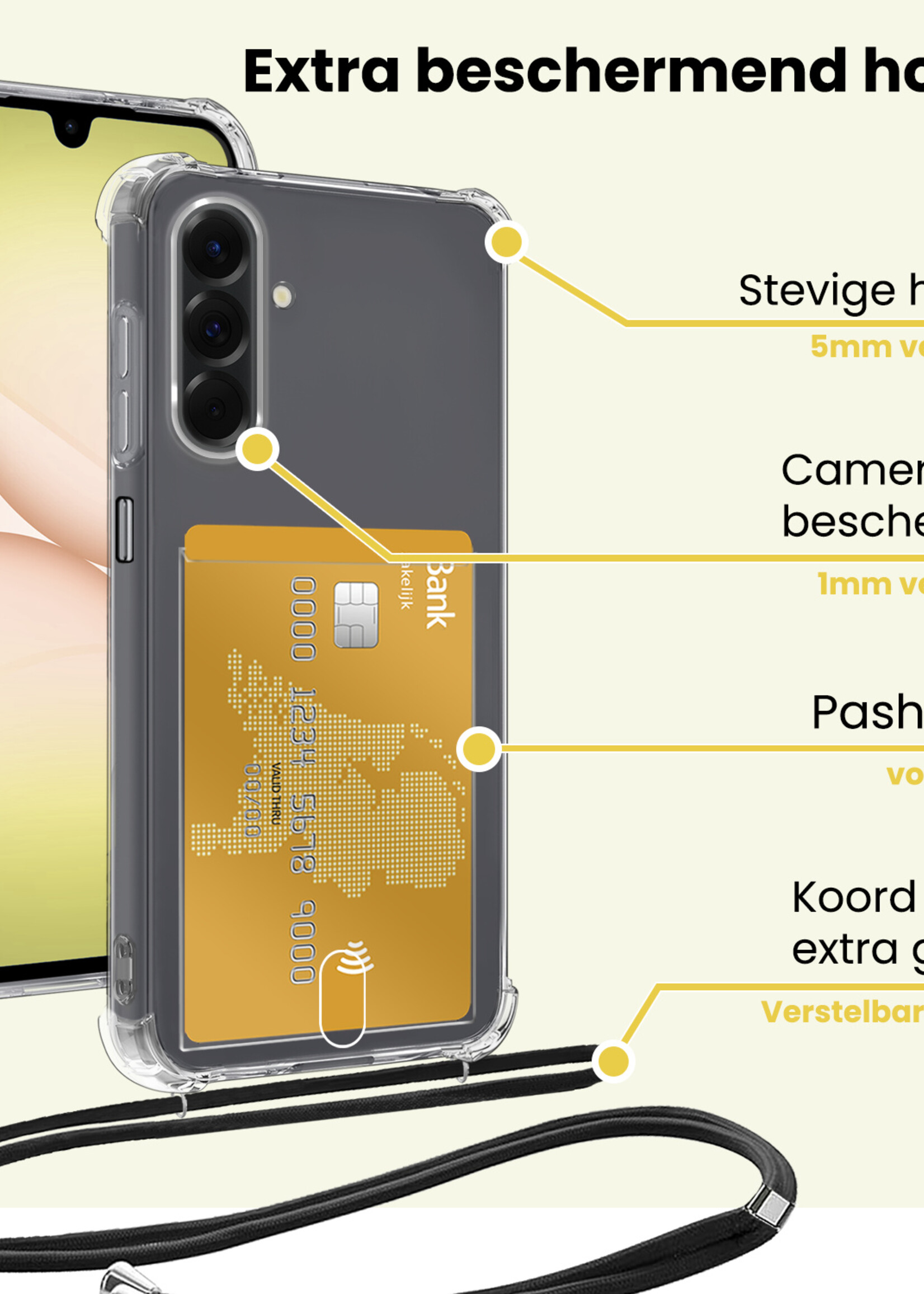 LUQ LUQ Samsung Galaxy A17 Hoesje Pashouder met Koord