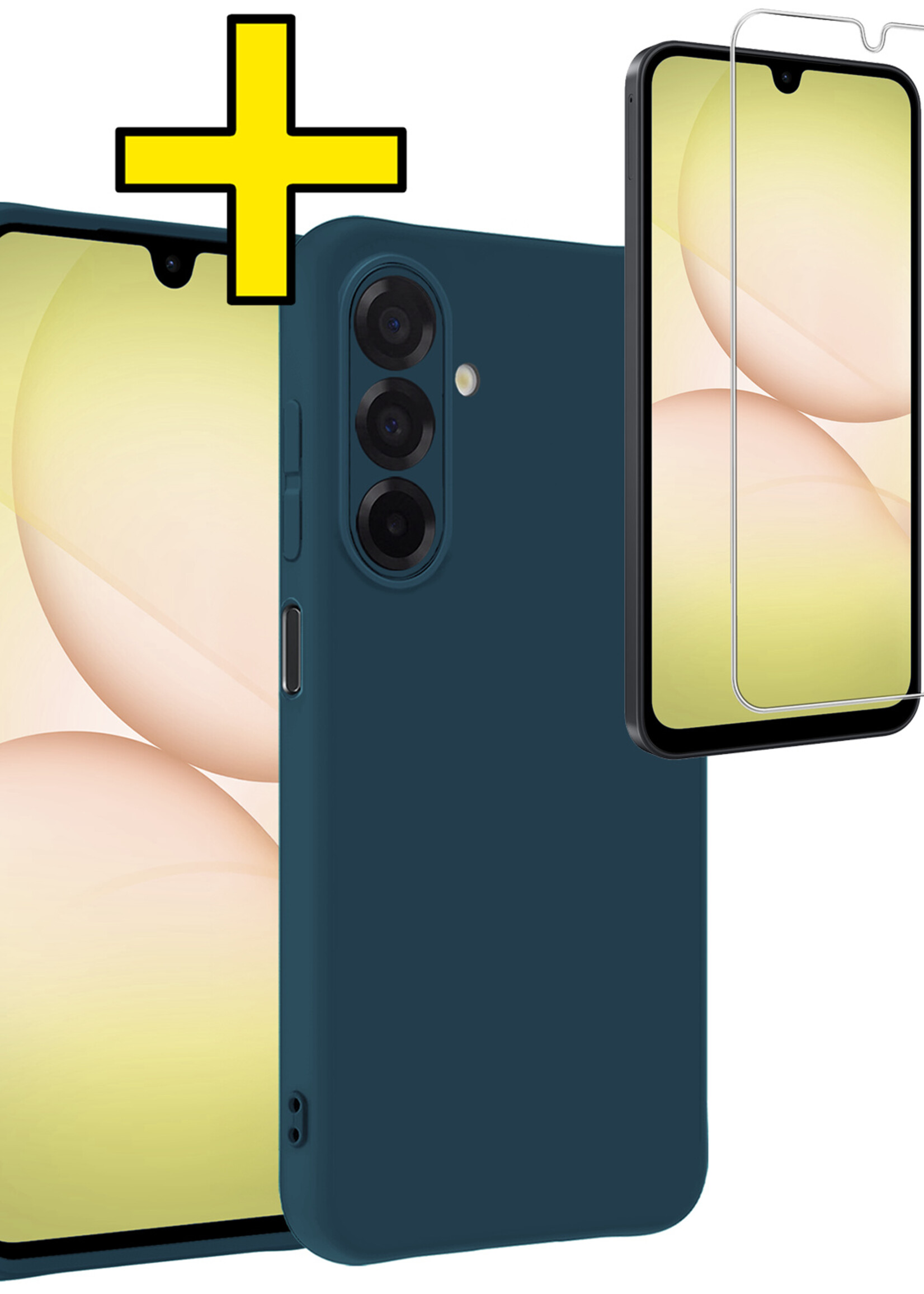 LUQ LUQ Samsung Galaxy A17 Hoesje Siliconen Met Screenprotector - Donkerblauw