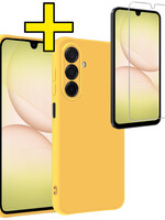 LUQ LUQ Samsung Galaxy A17 Hoesje Siliconen Met Screenprotector - Geel