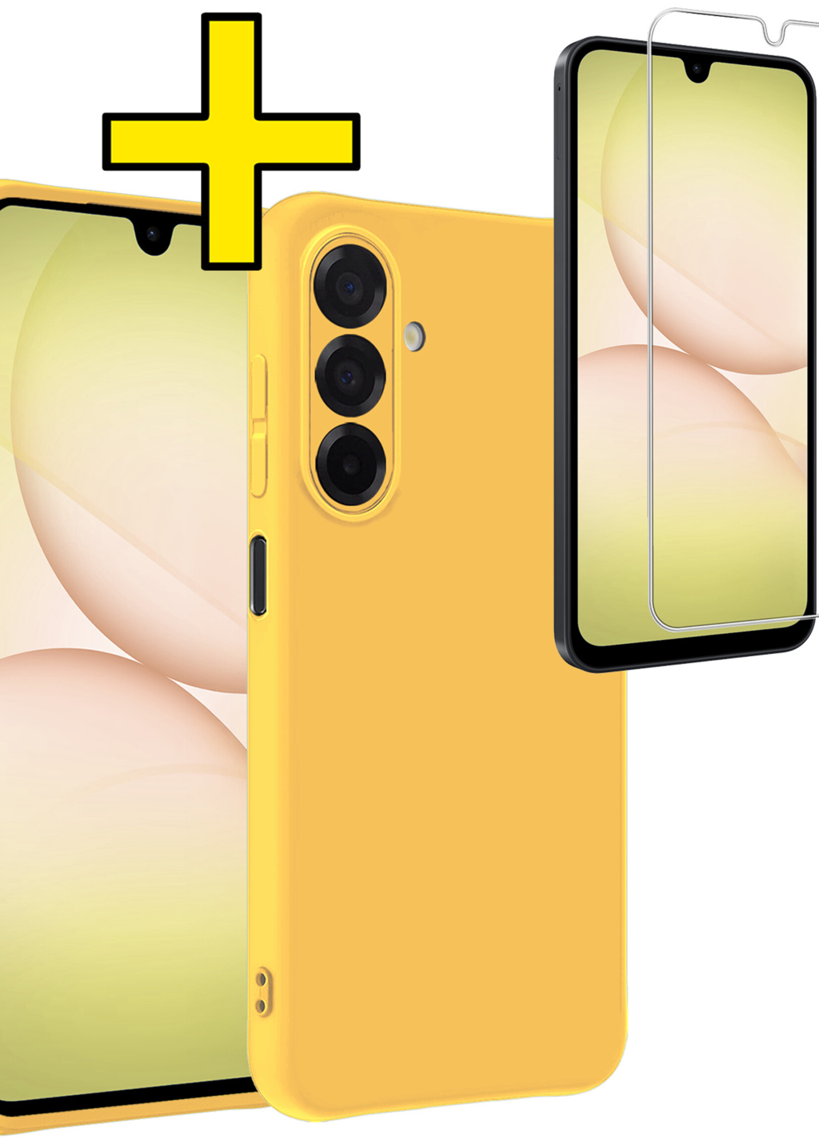 LUQ LUQ Samsung Galaxy A17 Hoesje Siliconen Met Screenprotector - Geel