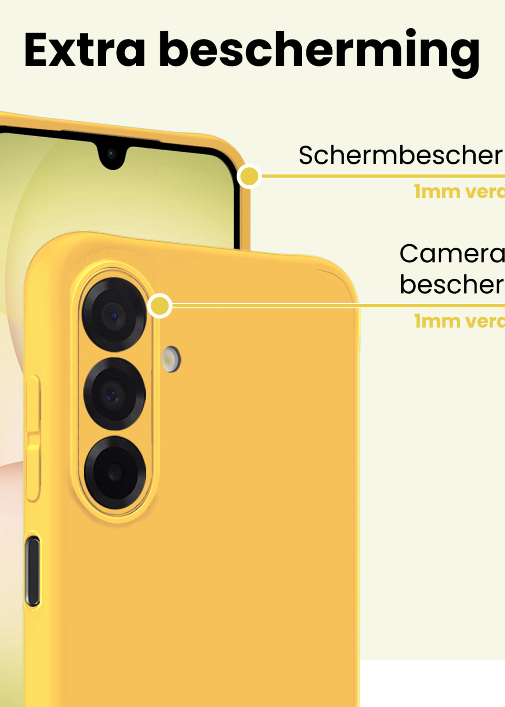 LUQ LUQ Samsung Galaxy A17 Hoesje Siliconen Met Screenprotector - Geel