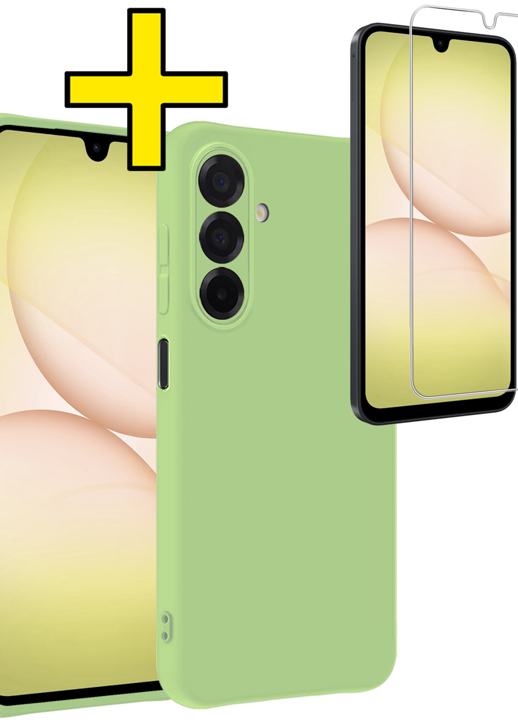 LUQ LUQ Samsung Galaxy A17 Hoesje Siliconen Met Screenprotector - Groen