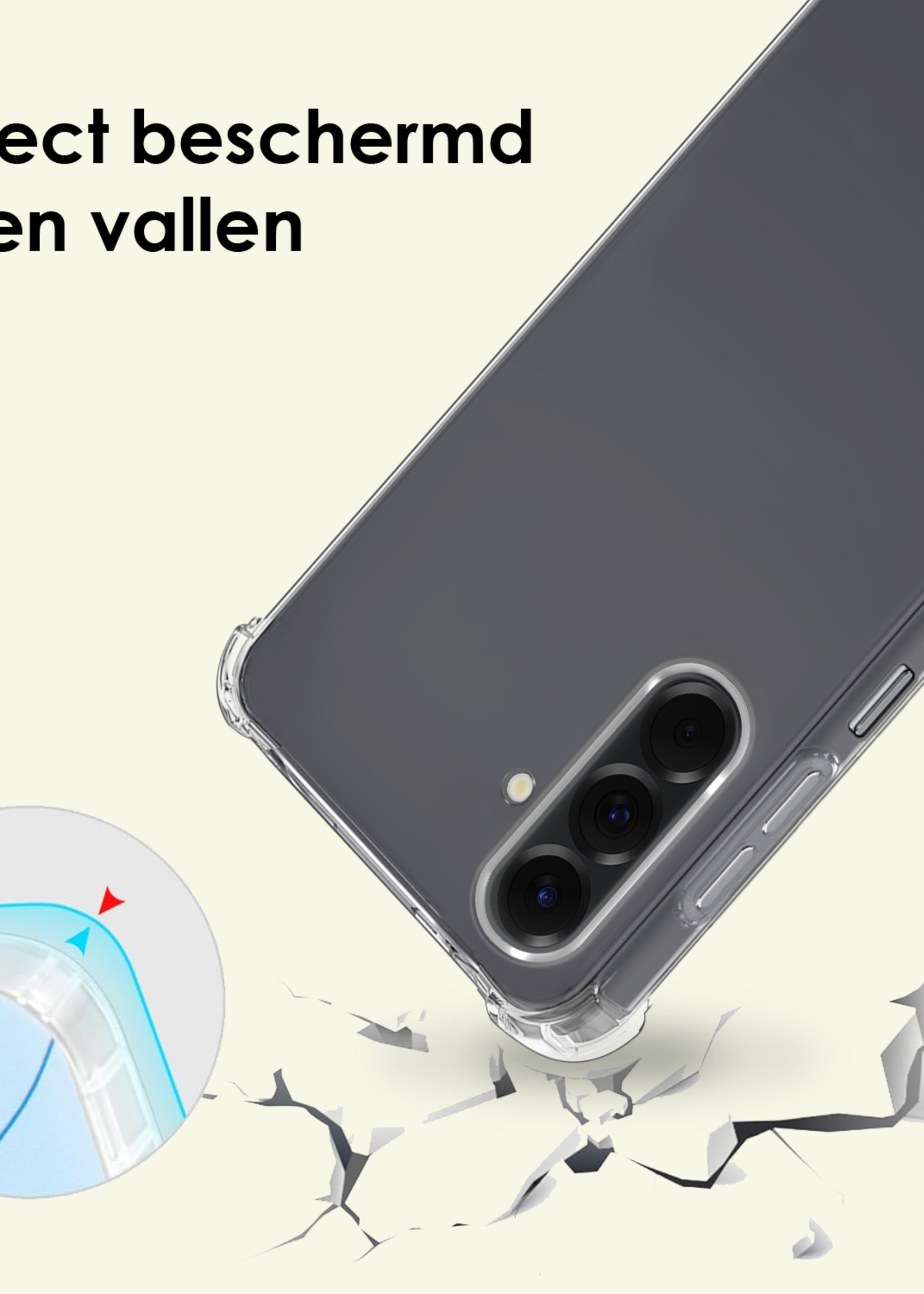 LUQ LUQ Samsung Galaxy A17 Hoesje Transparant Shockproof Met Zwart Koord