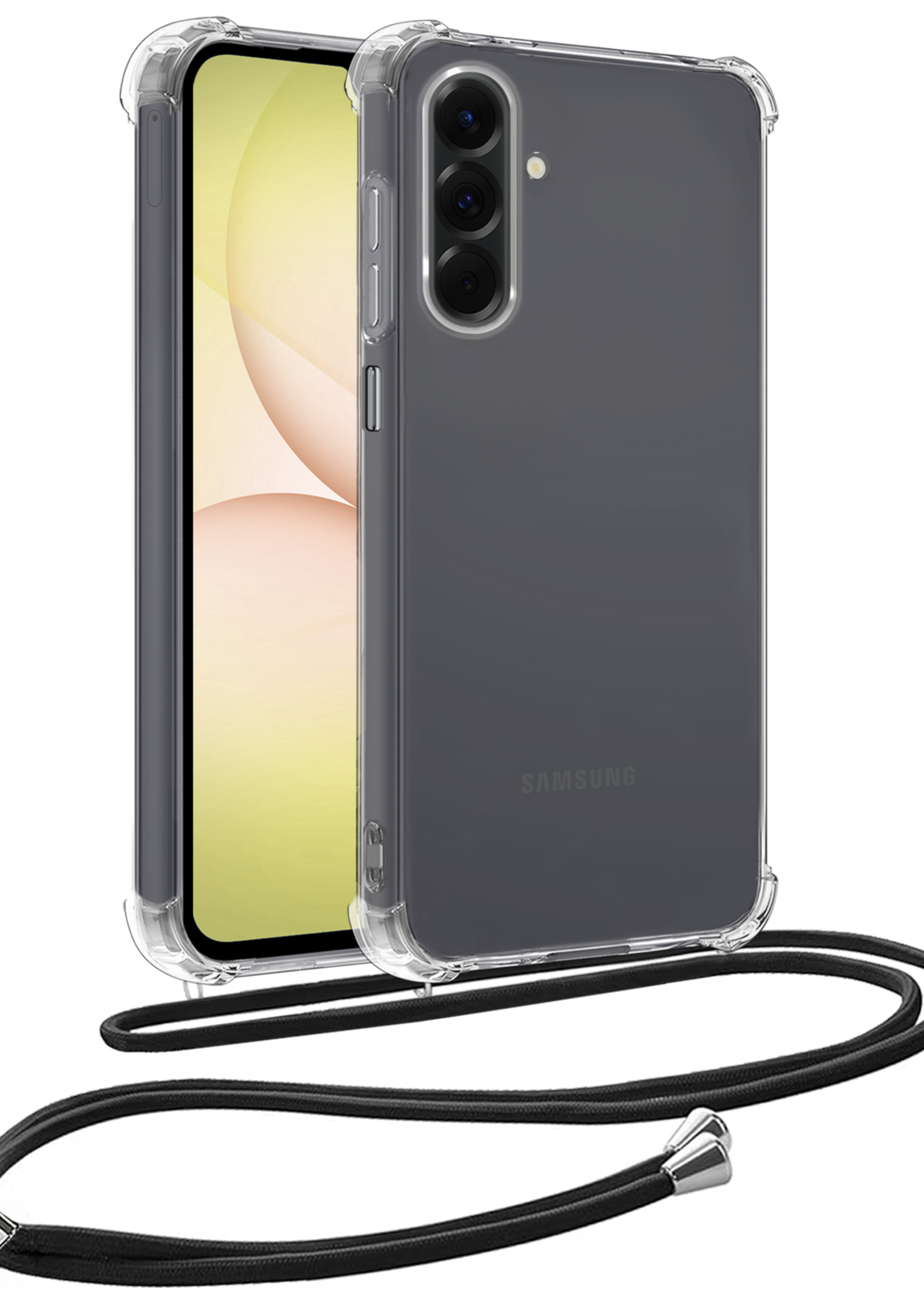 LUQ LUQ Samsung Galaxy A17 Hoesje Transparant Shockproof Met Zwart Koord