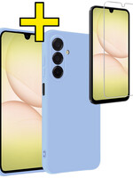 LUQ LUQ Samsung Galaxy A17 Hoesje Siliconen Met Screenprotector - Lichtblauw