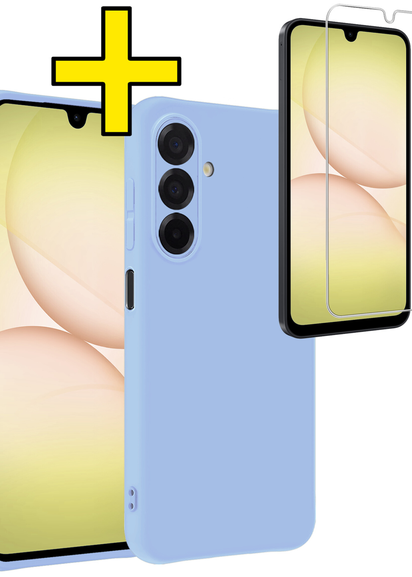 LUQ LUQ Samsung Galaxy A17 Hoesje Siliconen Met Screenprotector - Lichtblauw