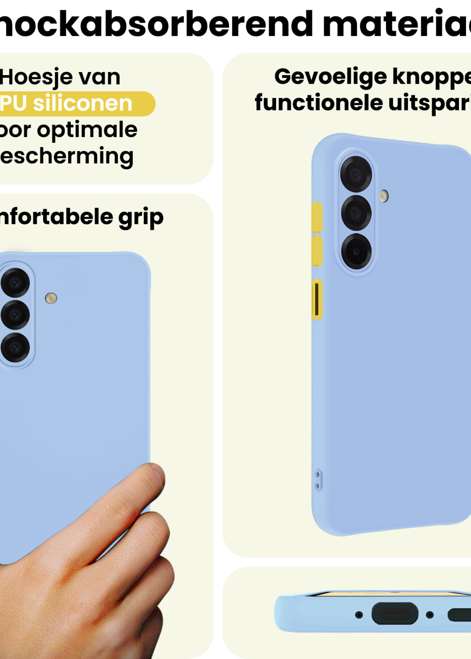 LUQ LUQ Samsung Galaxy A17 Hoesje Siliconen Met Screenprotector - Lichtblauw