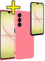LUQ LUQ Samsung Galaxy A17 Hoesje Siliconen Met Screenprotector - Lichtroze