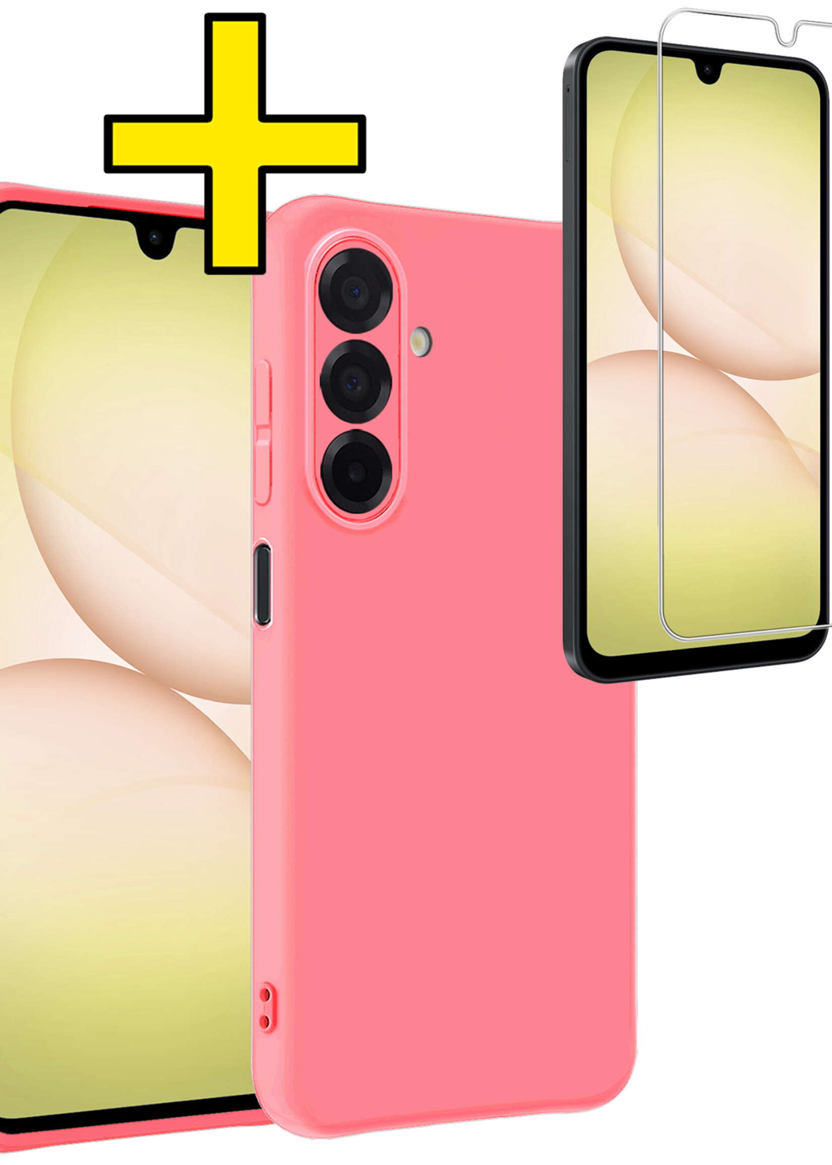 LUQ LUQ Samsung Galaxy A17 Hoesje Siliconen Met Screenprotector - Lichtroze