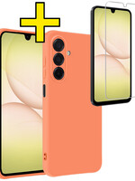 LUQ LUQ Samsung Galaxy A17 Hoesje Siliconen Met Screenprotector - Perzik