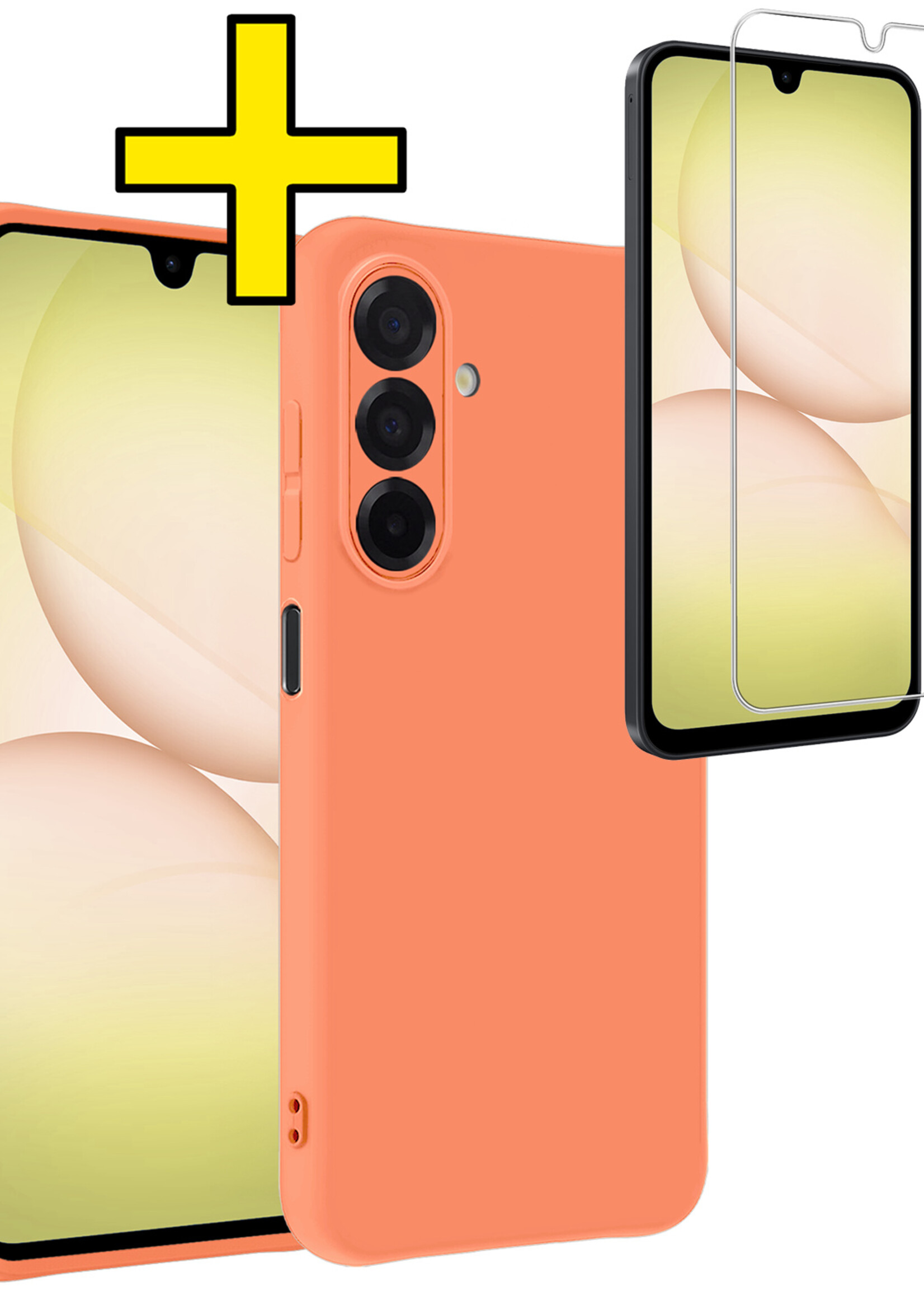 LUQ LUQ Samsung Galaxy A17 Hoesje Siliconen Met Screenprotector - Perzik