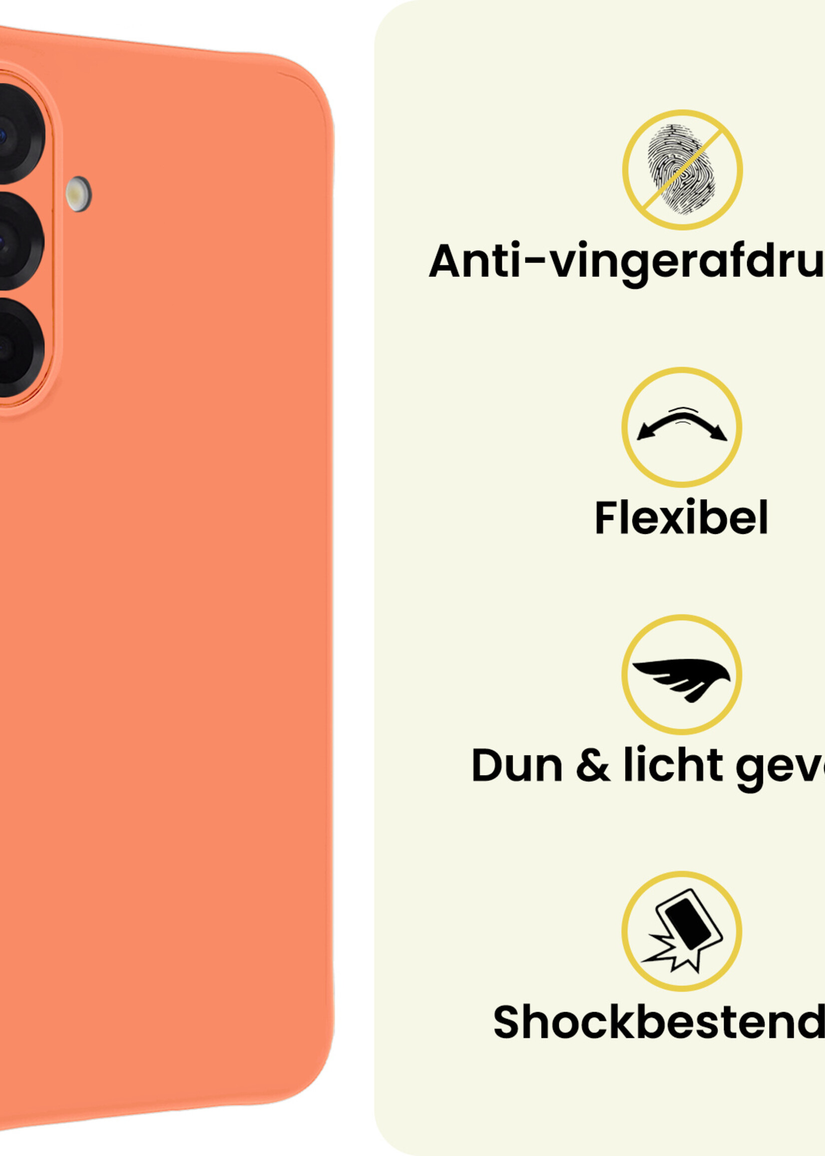 LUQ LUQ Samsung Galaxy A17 Hoesje Siliconen Met Screenprotector - Perzik