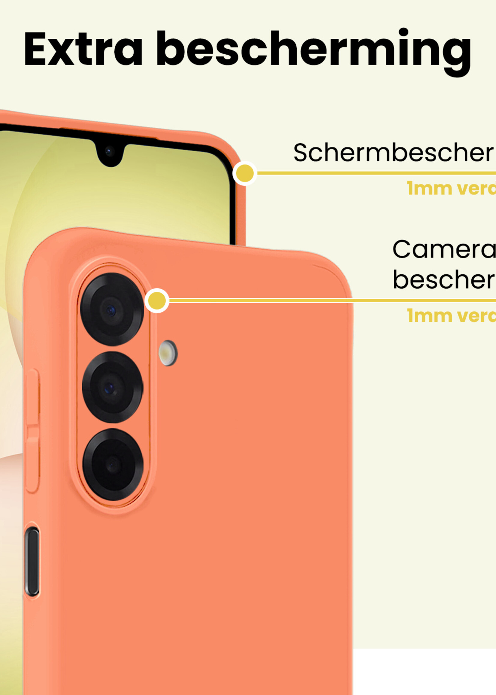 LUQ LUQ Samsung Galaxy A17 Hoesje Siliconen Met Screenprotector - Perzik