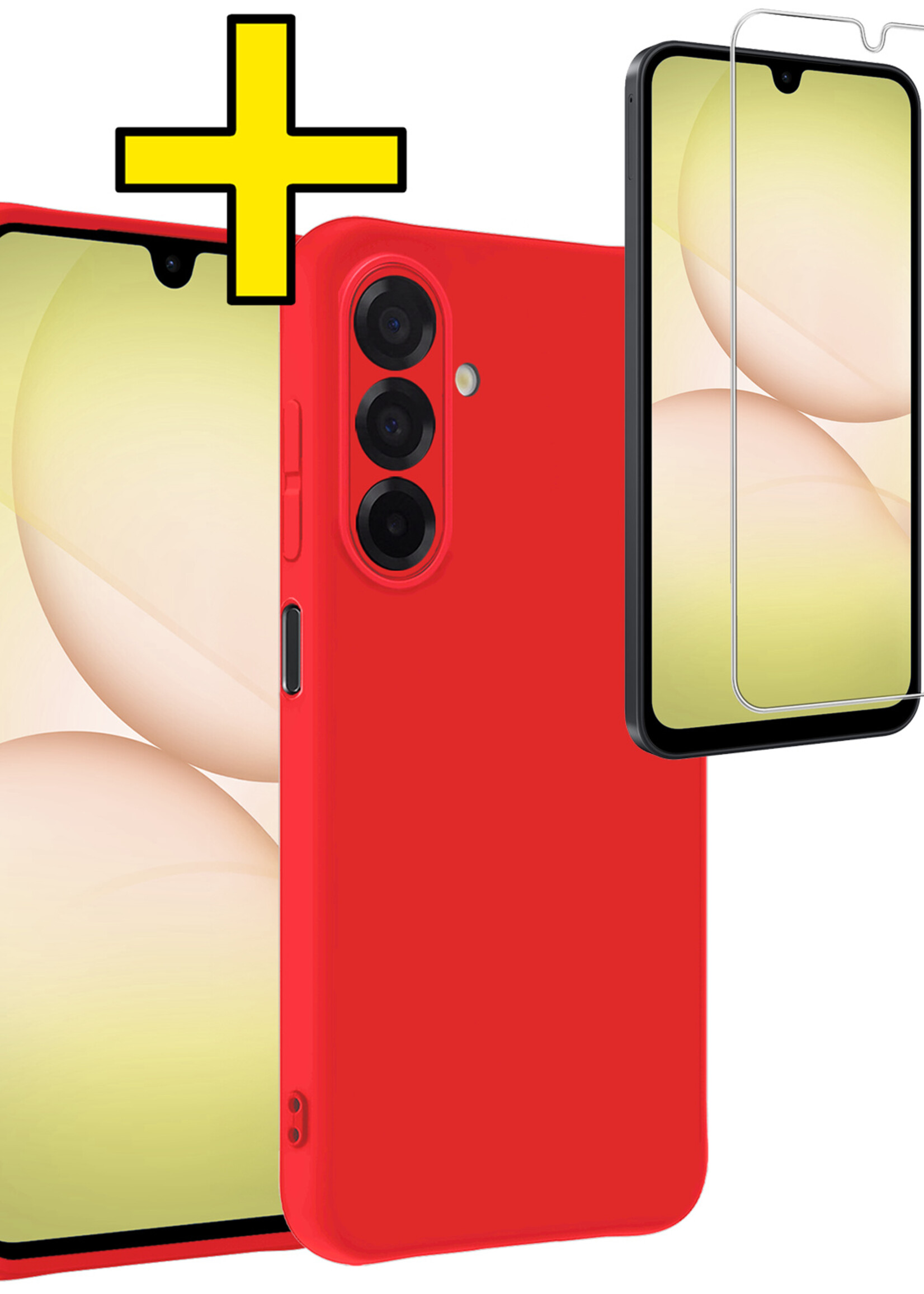 LUQ LUQ Samsung Galaxy A17 Hoesje Siliconen Met Screenprotector - Rood