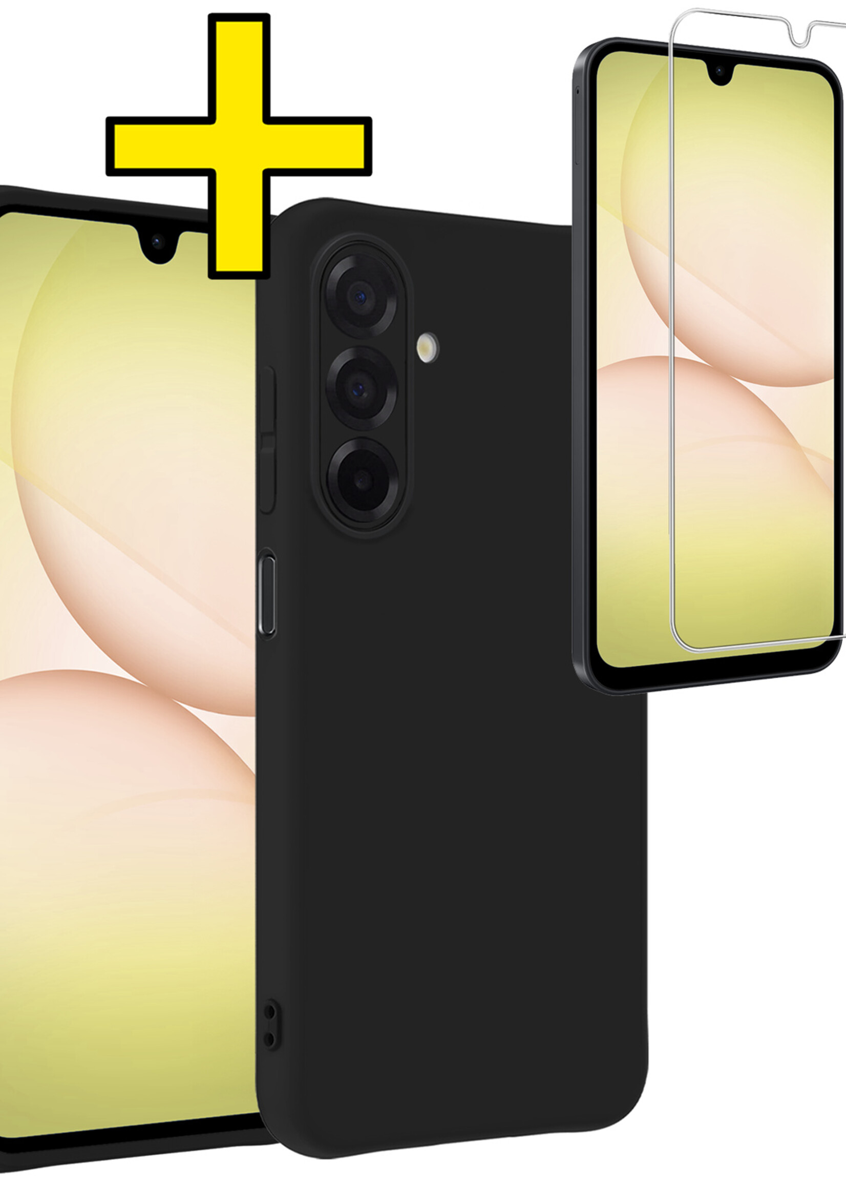 LUQ LUQ Samsung Galaxy A17 Hoesje Siliconen Met Screenprotector - Zwart