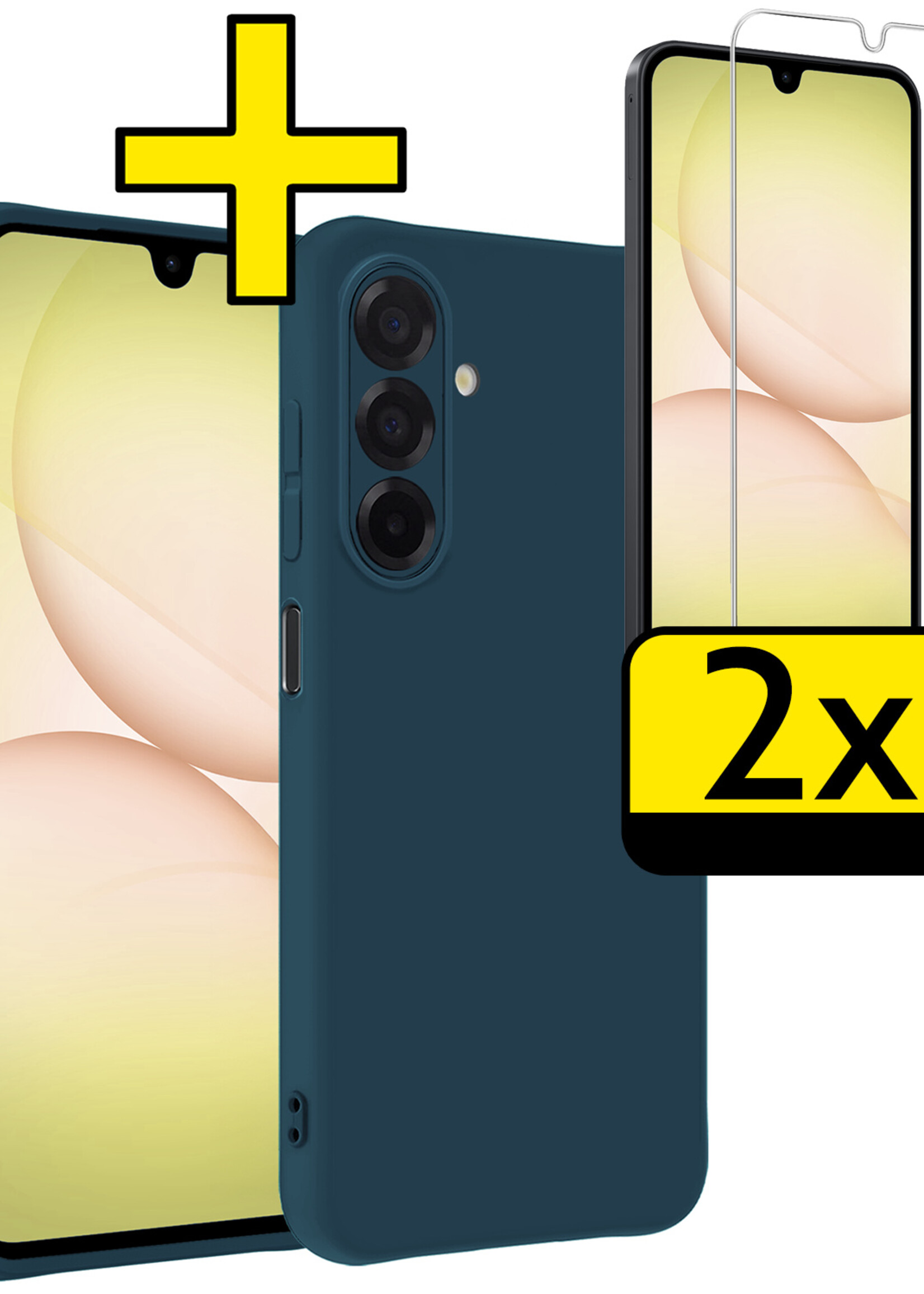 LUQ LUQ Samsung Galaxy A17 Hoesje Siliconen Met 2x Screenprotector - Donkerblauw