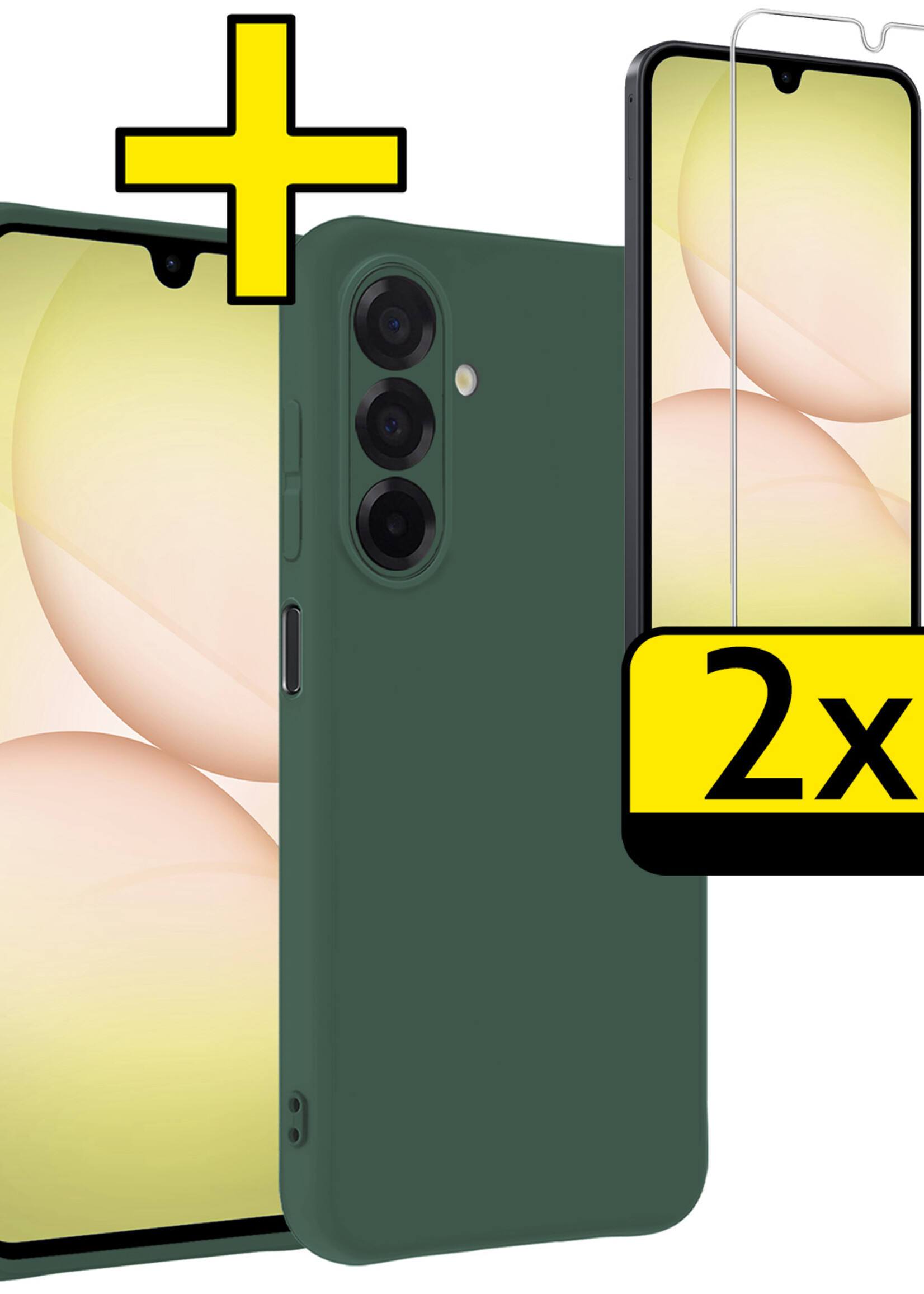 LUQ LUQ Samsung Galaxy A17 Hoesje Siliconen Met 2x Screenprotector - Donkergroen