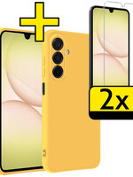 LUQ LUQ Samsung Galaxy A17 Hoesje Siliconen Met 2x Screenprotector - Geel