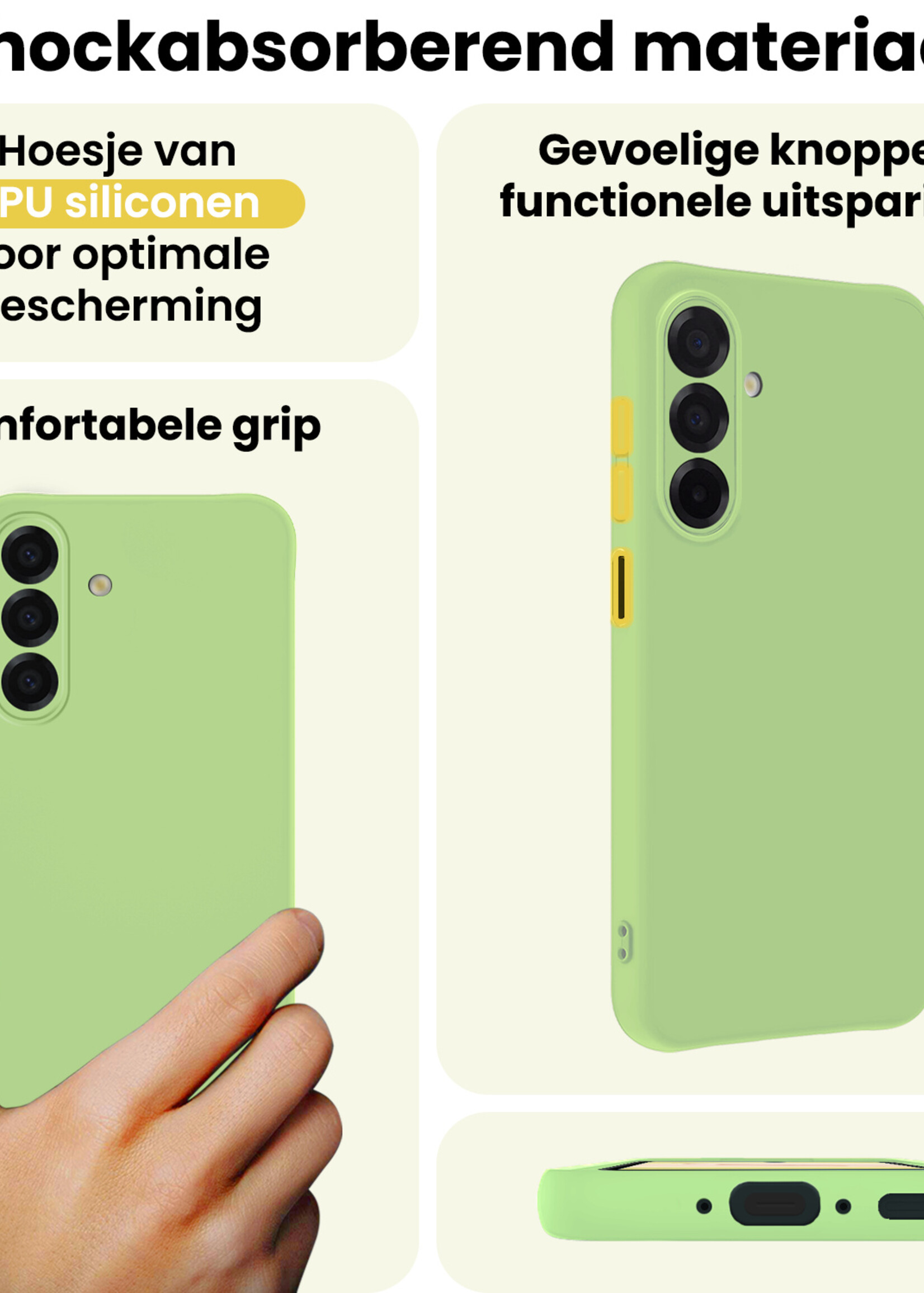 LUQ LUQ Samsung Galaxy A17 Hoesje Siliconen Met 2x Screenprotector - Groen